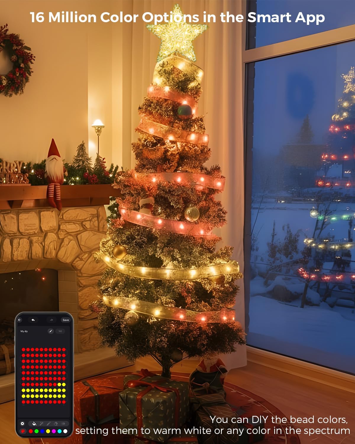 BraveDream 33 pies de luces de cinta inteligentes para Navidad, cin...