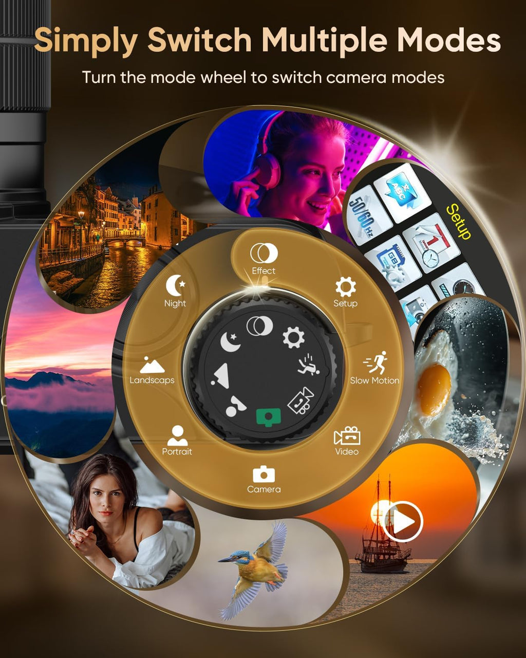 Cámara digital 4K WiFi 180° pantalla abatible enfoque automático 64...