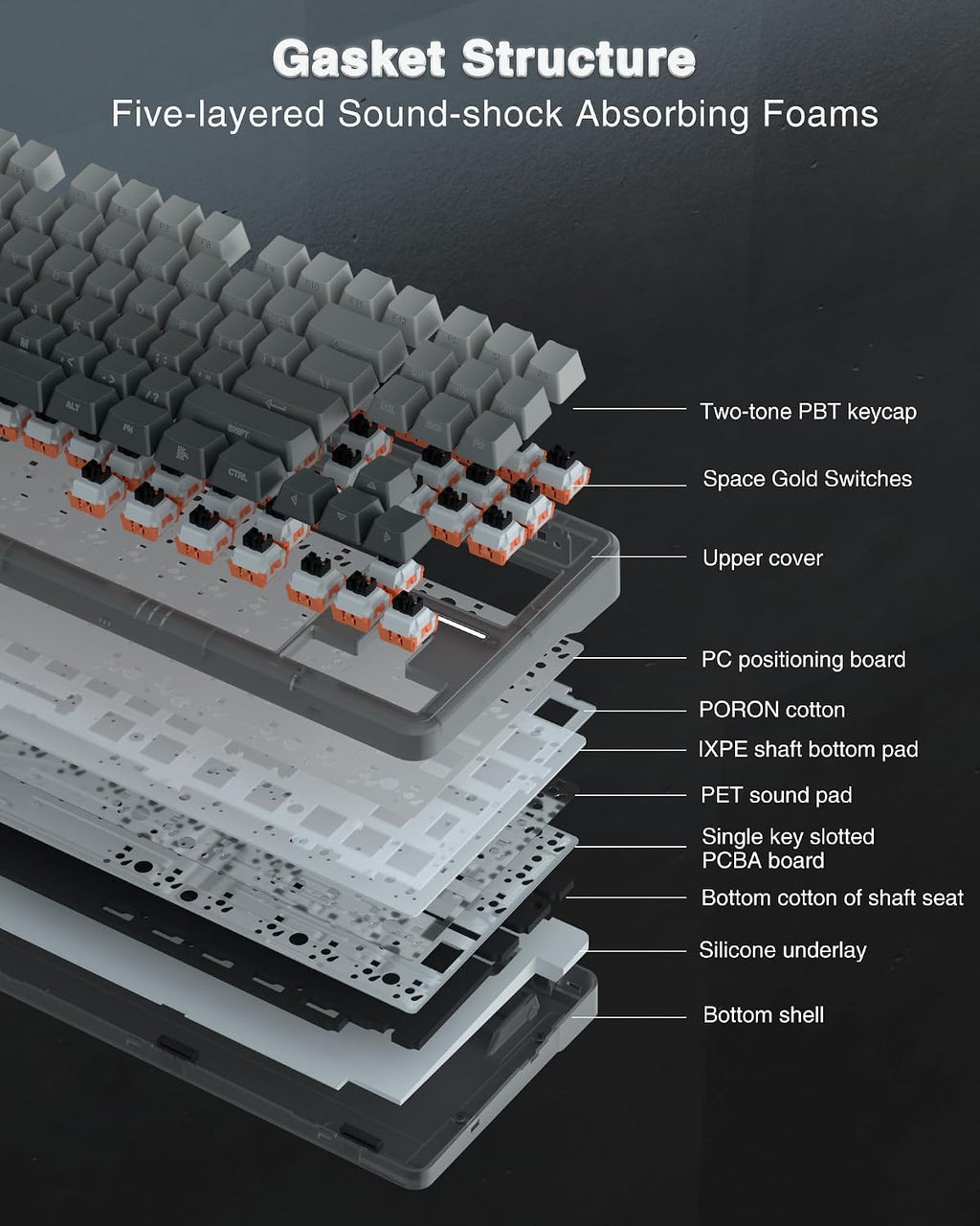 Teclado mecánico inalámbrico AULA F87 Pro, teclado personalizado in...
