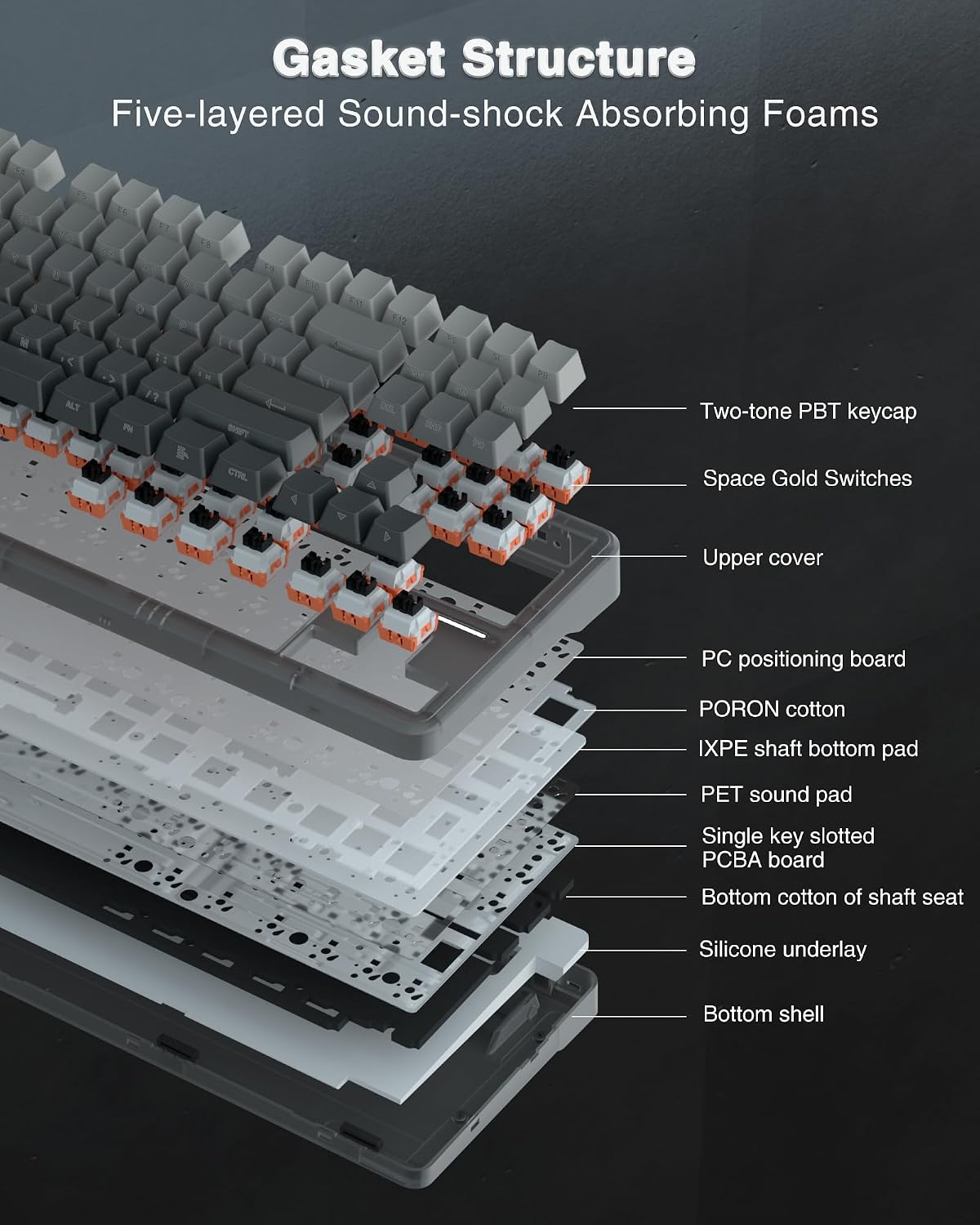 Teclado mecánico inalámbrico AULA F87 Pro, teclado personalizado in...