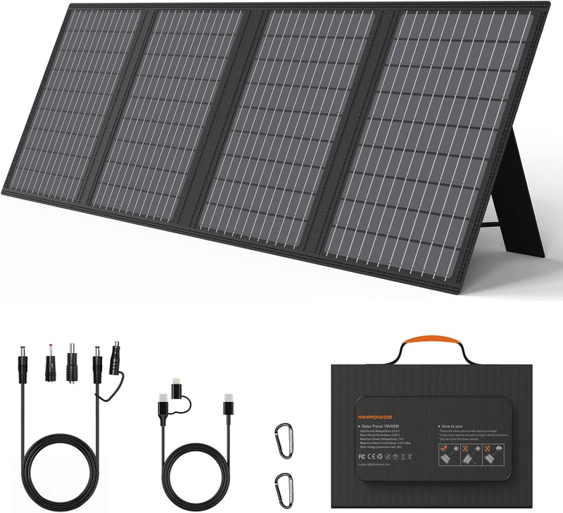 Cargador de paneles solares portátil de 60 W con salidas USB-C, USB...