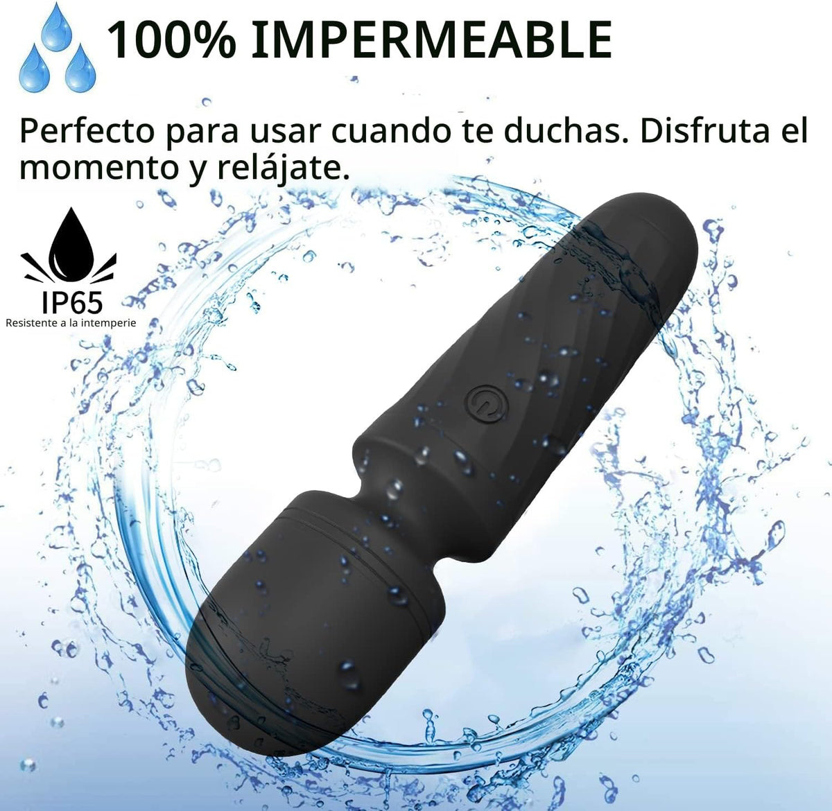 KINGWAND - Mini varita masajeadora impermeable, 10 vibraciones (negro)