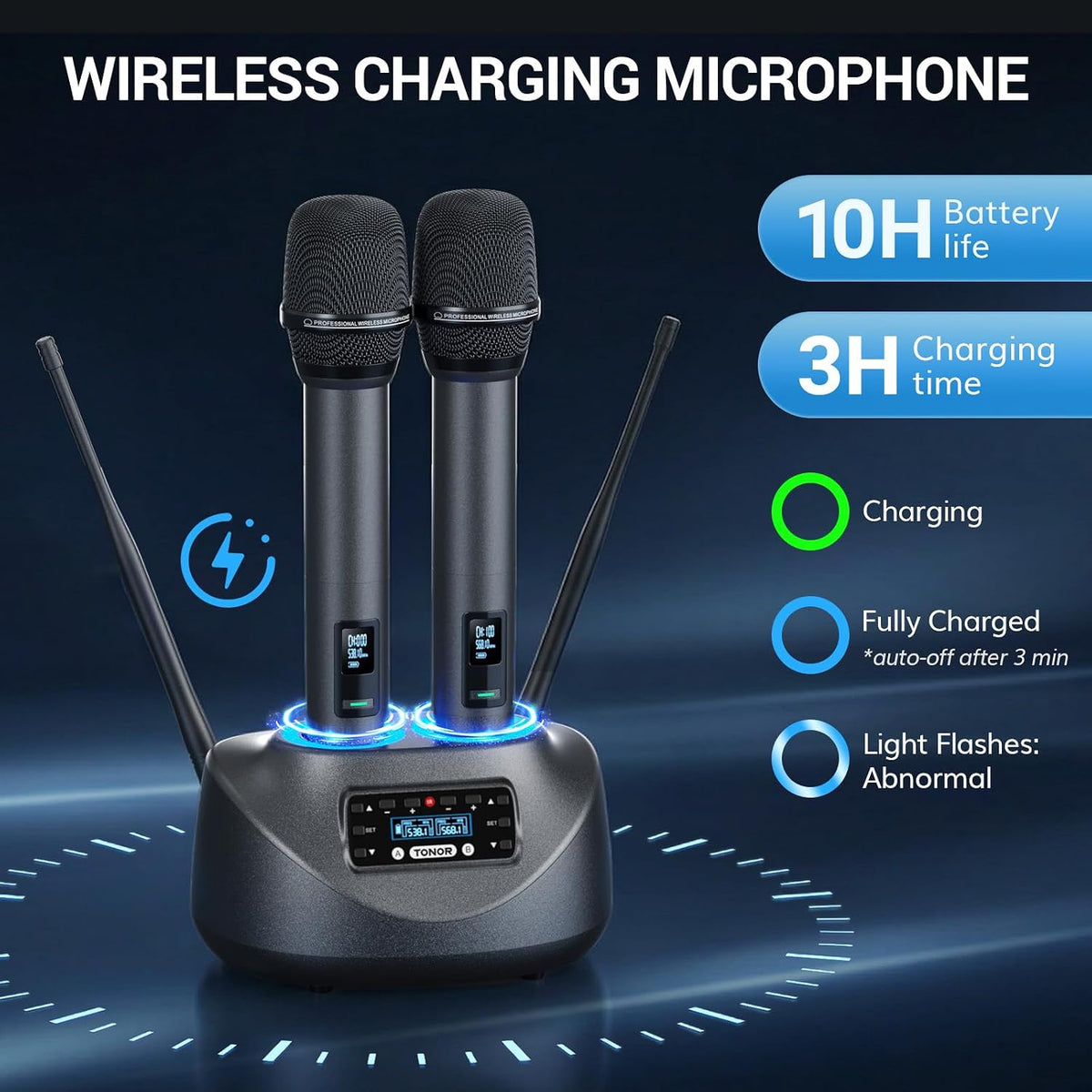TONOR Micrófonos inalámbricos Bluetooth, sistema de micrófono inalá...