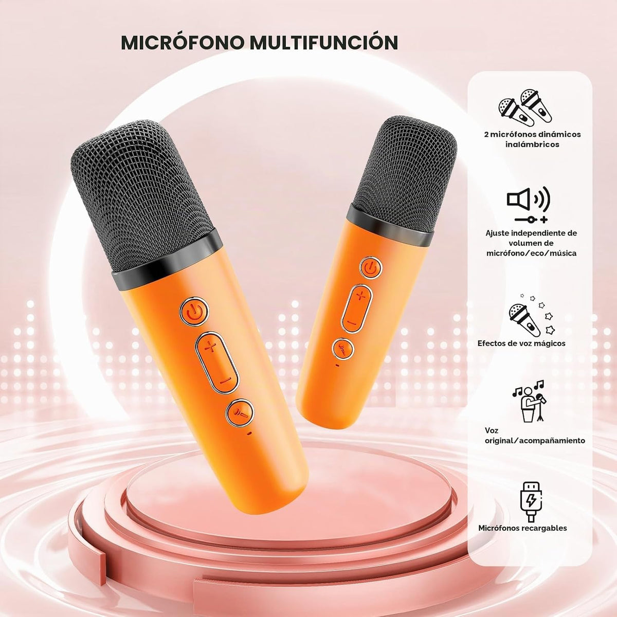 Micrófono de karaoke mini YLL para niños y adultos, altavoz Bluetoo...