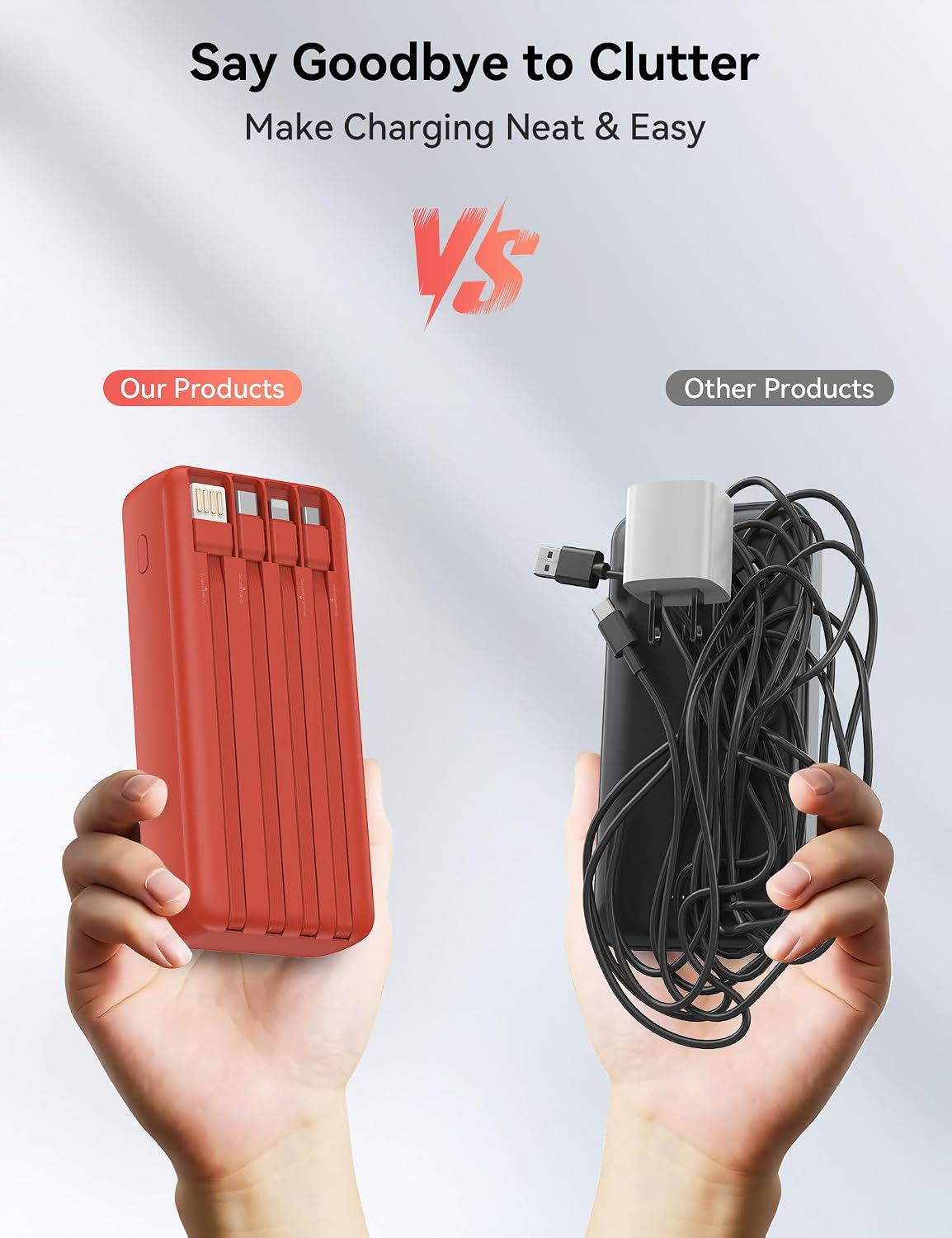 Nusyddy Cargador Portátil 20000mAh con 4 Cables Integrados y 6 Sali...