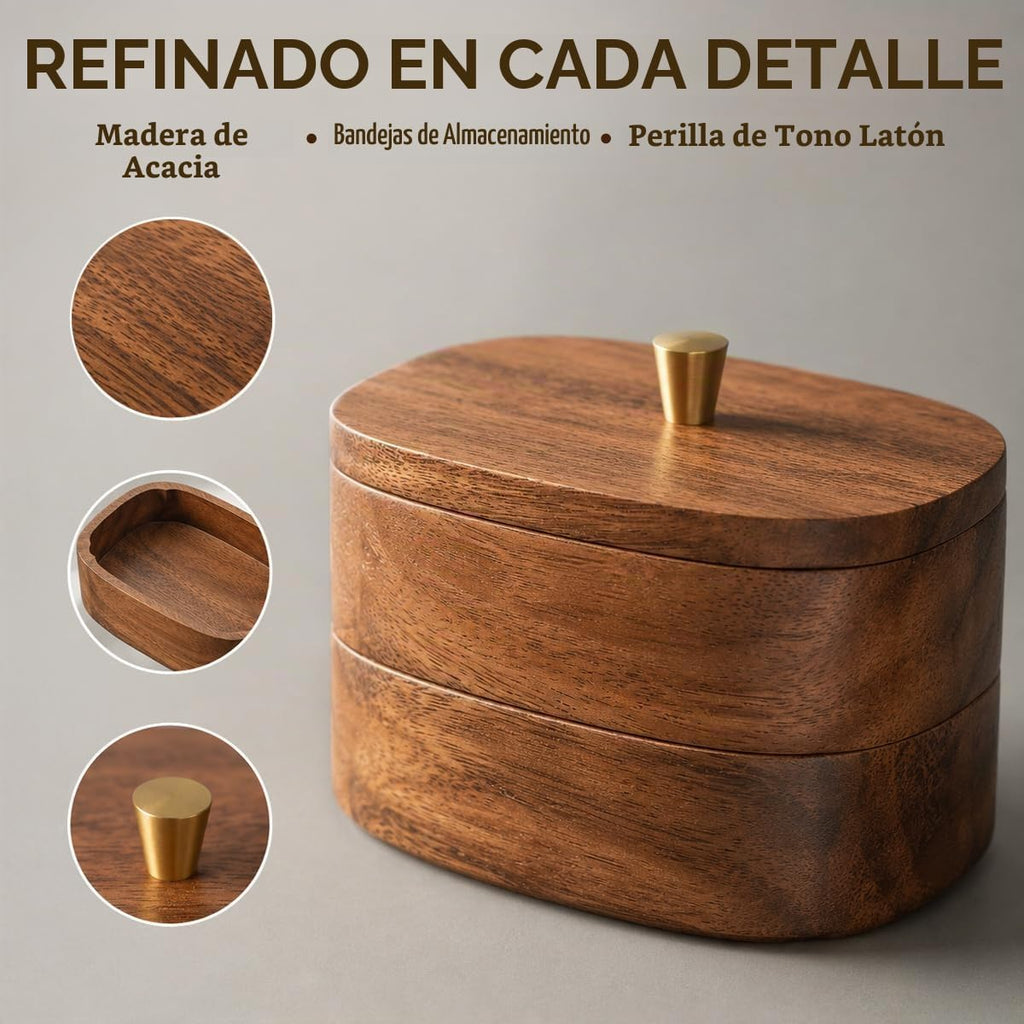 MIGAKU HOME Tarros de baño de madera de acacia con tapas, recipient...