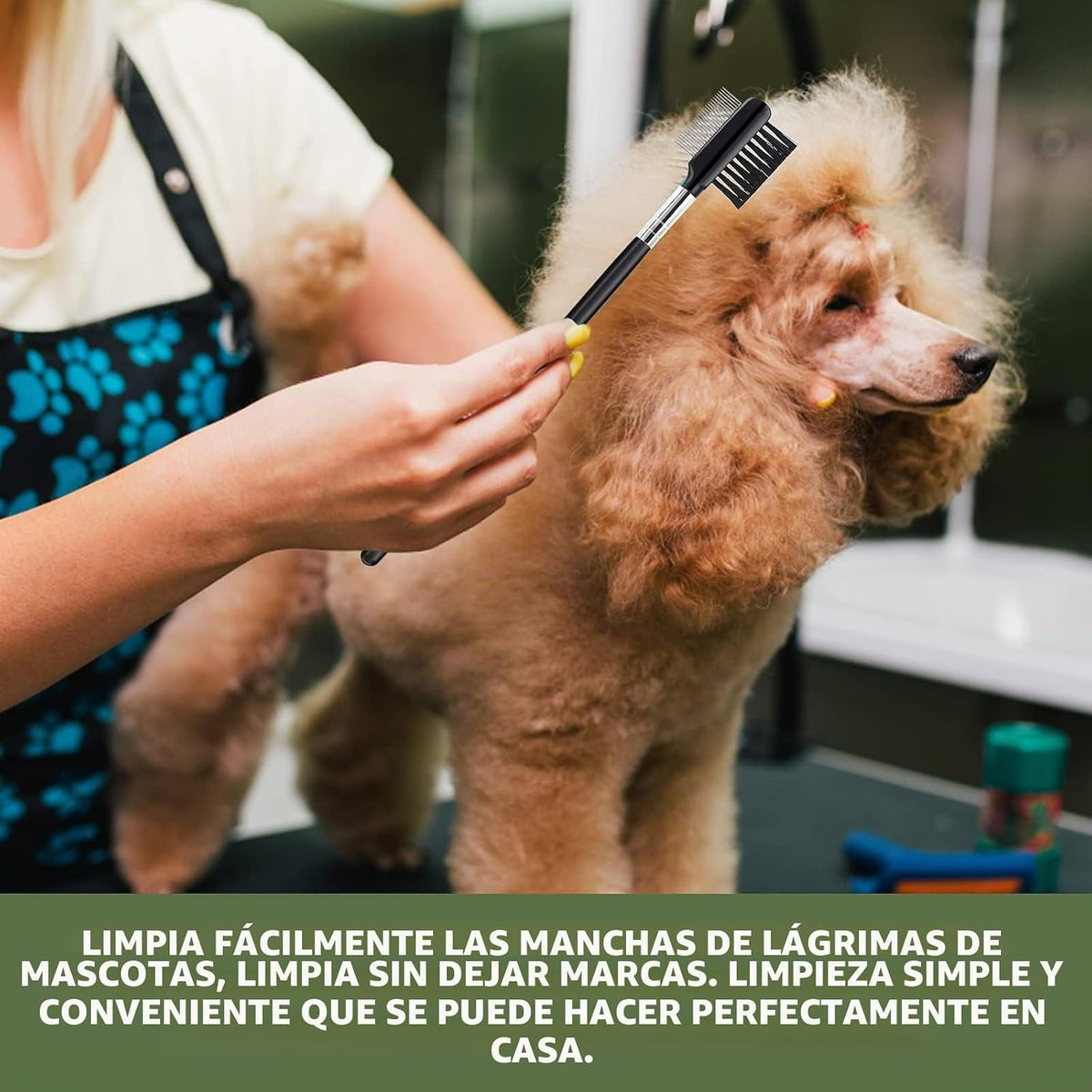 cobee Peine de aseo de metal de doble cabeza para perros, cachorros...