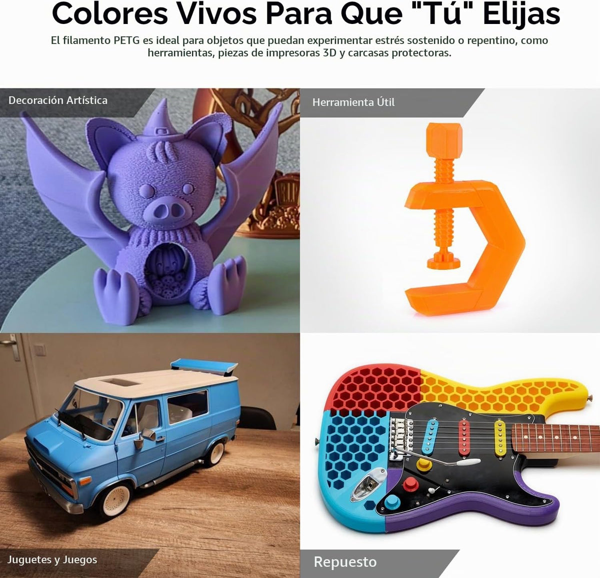 XZN - Filamento PETG de 0.069 pulgadas para impresora 3D, transpare...