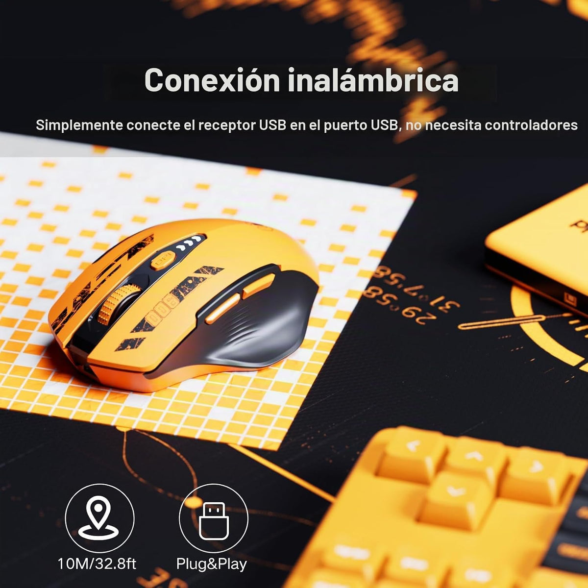Uineer Ratón inalámbrico, ratón de computadora recargable de 2.4 GH...