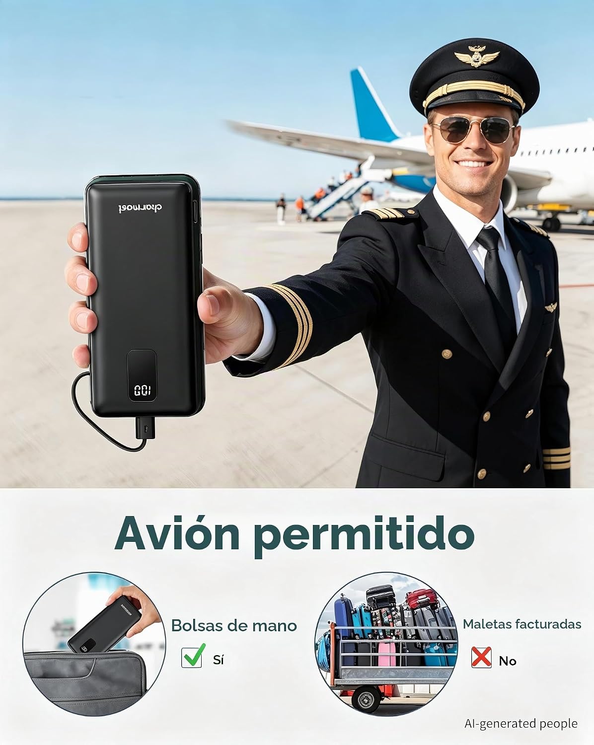 charmast Banco portátil 10000mAh del poder del cargador con el ench...