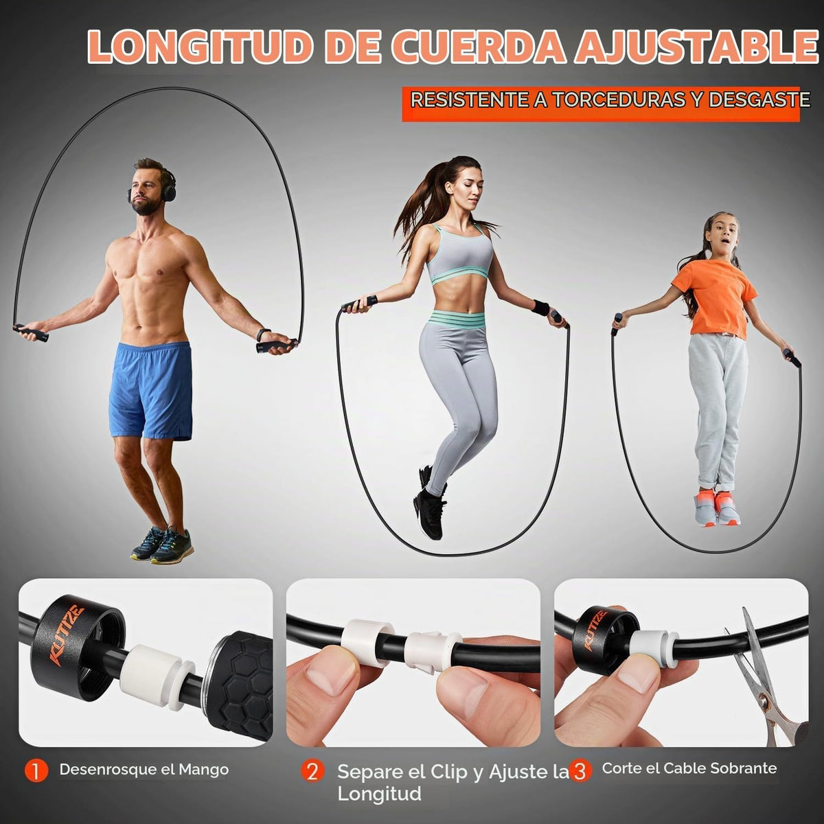 KUTIZE Cuerda de saltar, cuerda de saltar pesada para hombres y muj...