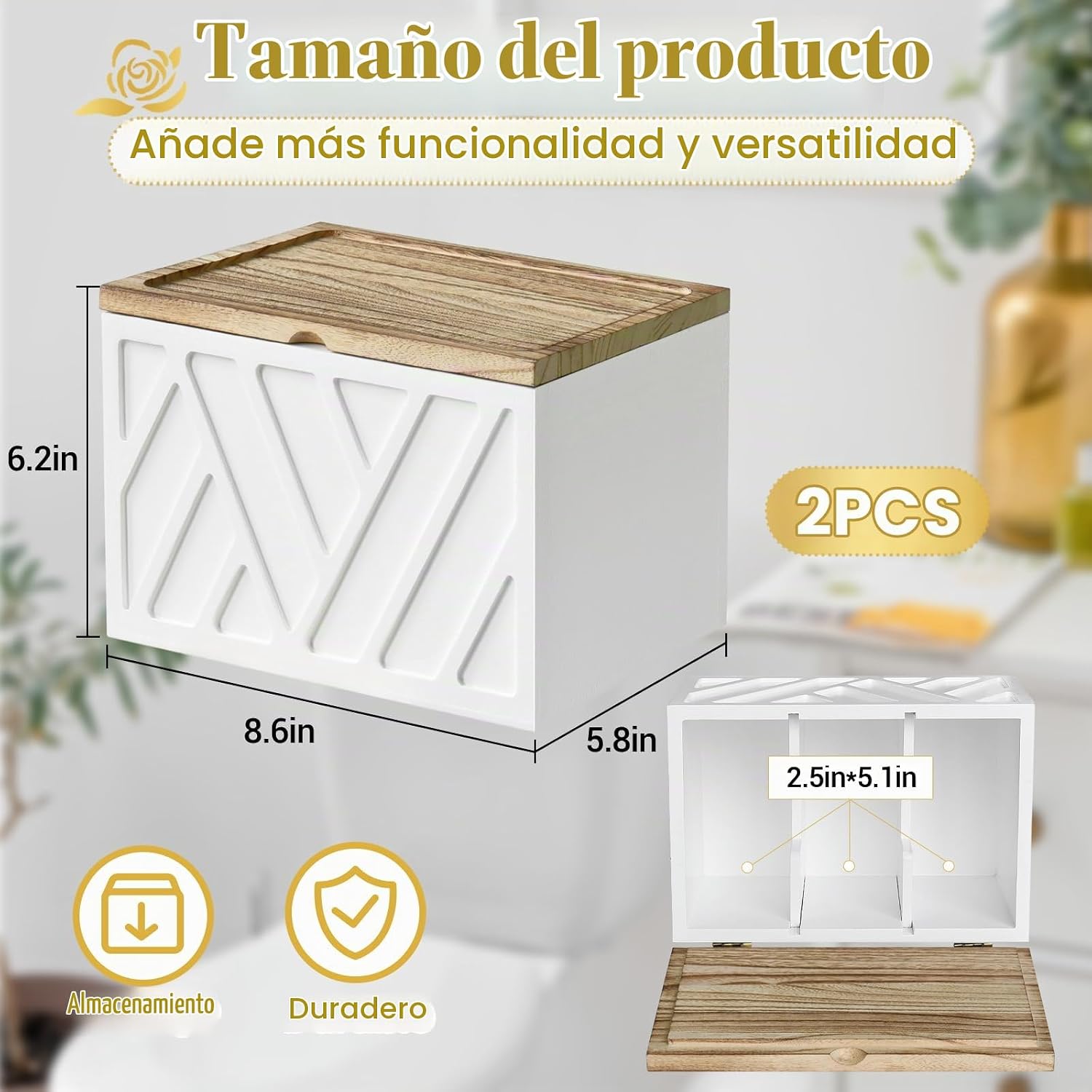 2 piezas de soporte para tampones blanco para decoración de baño, o...