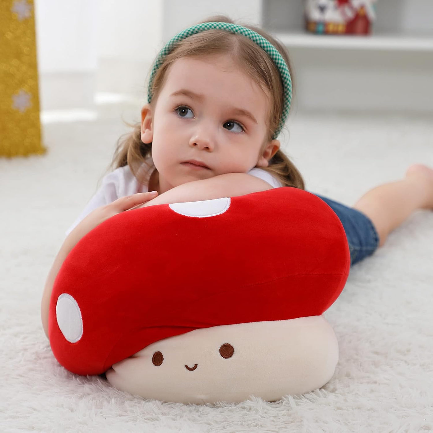 WeBingo Almohada de felpa de hongos, 9 pulgadas de lindo juguete de...