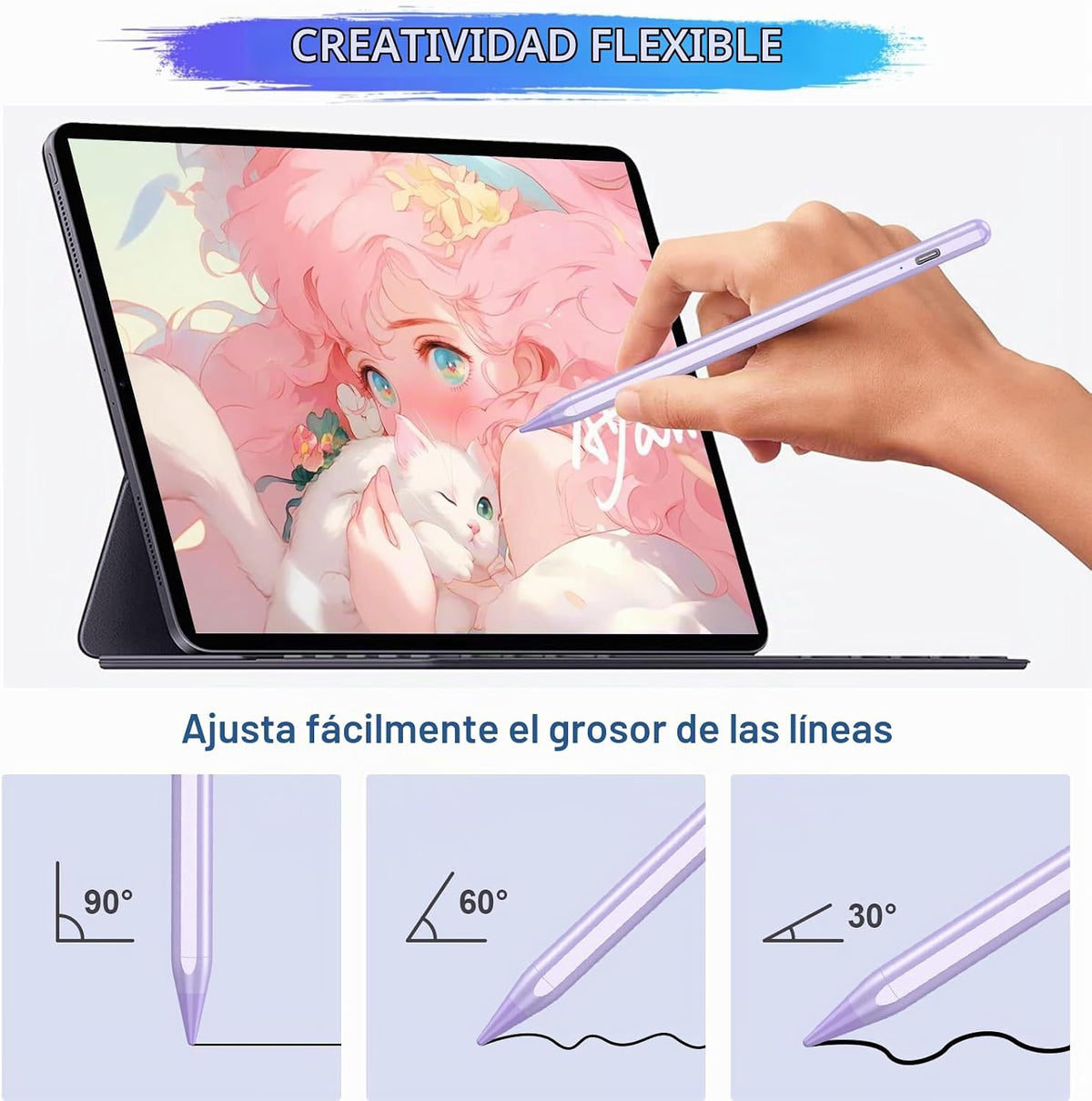 Lápiz capacitivo para iPad A16\/10ª\/9ª Generación, Carga Rápida de...