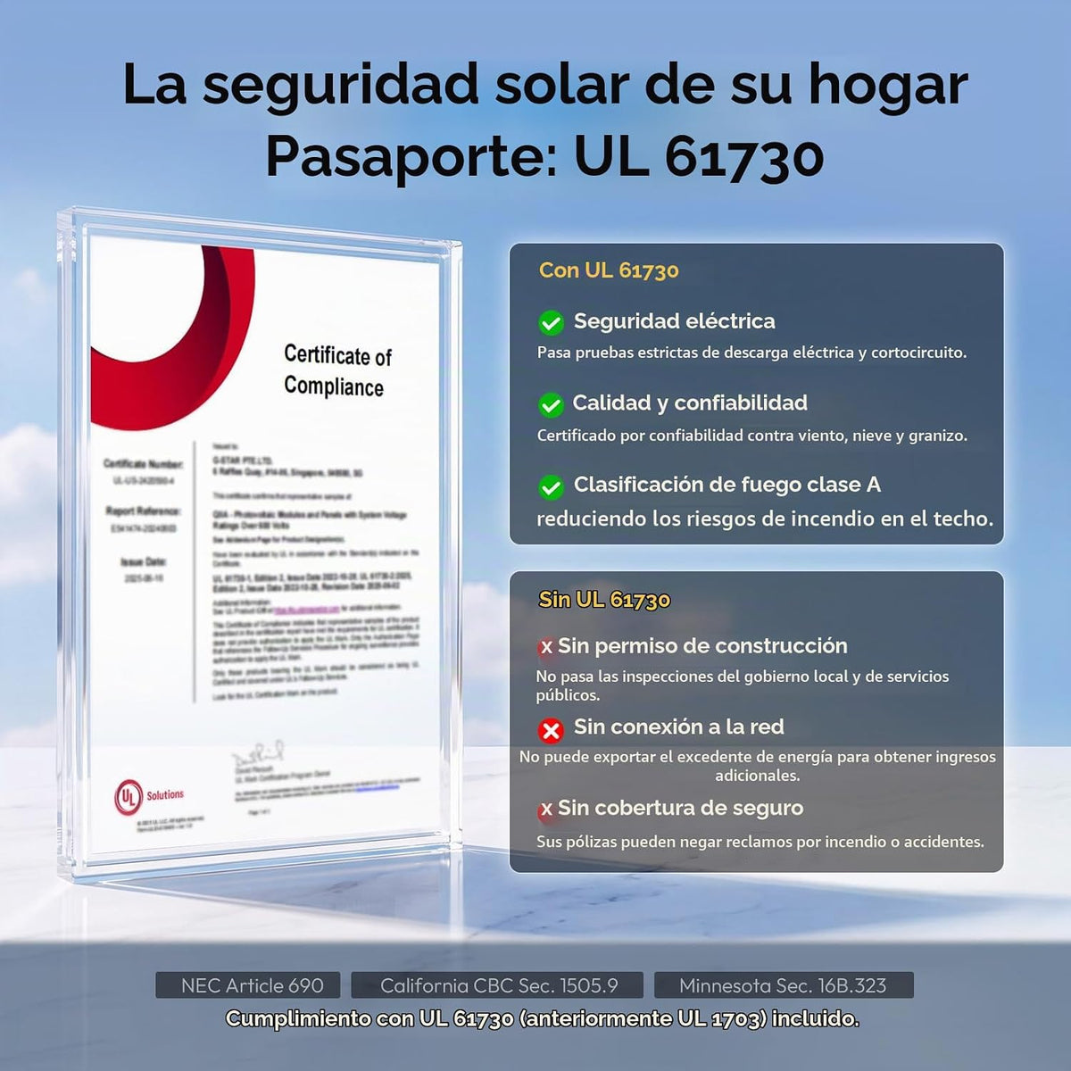 JJN UL61730 850 vatios biacial tipo N panel solar rígido, 2pcs 425W...