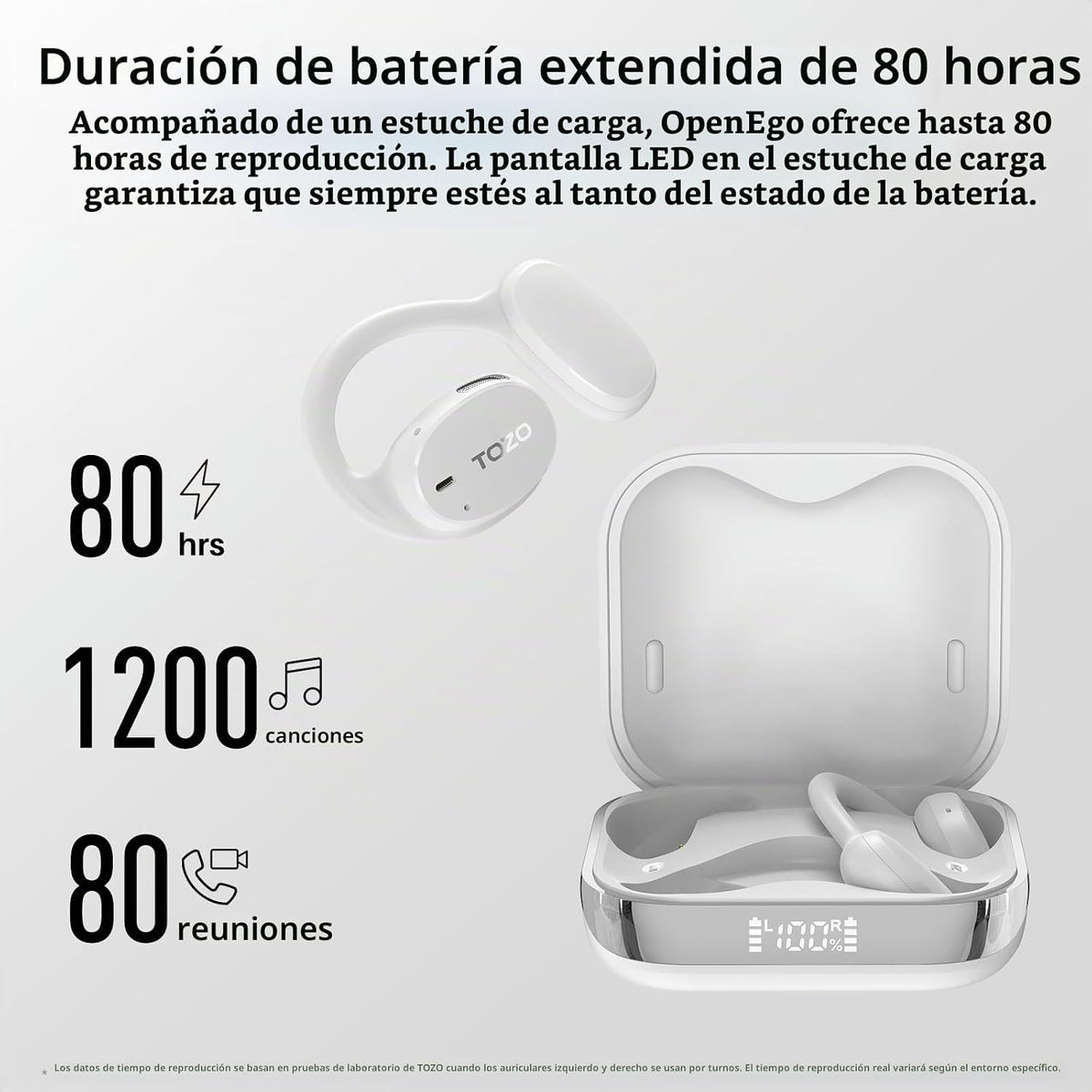 TOZO OpenEgo Auriculares abiertos 80H Bluetooth 5.3 Auriculares dep...