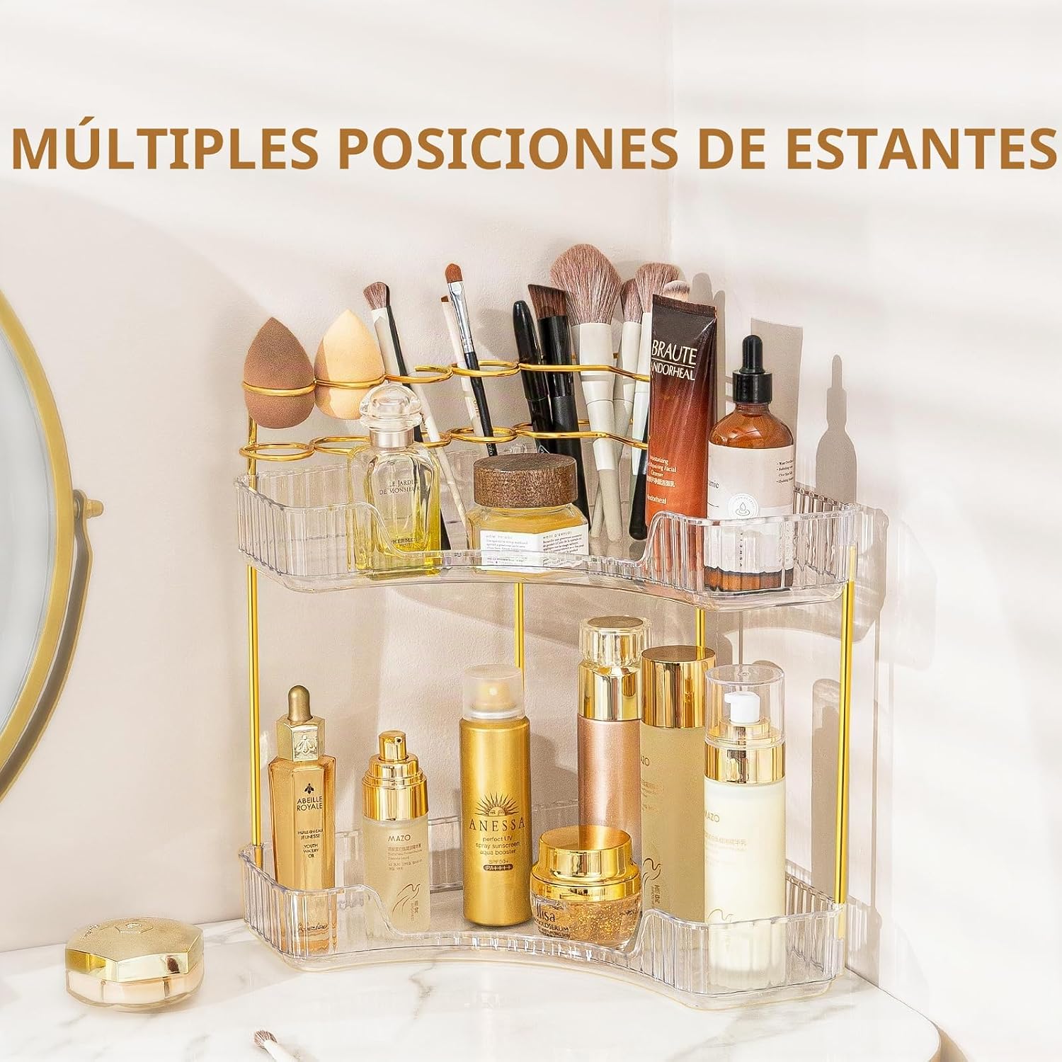 NATURE'S SOURCE Organizador de maquillaje para tocador, organiz...