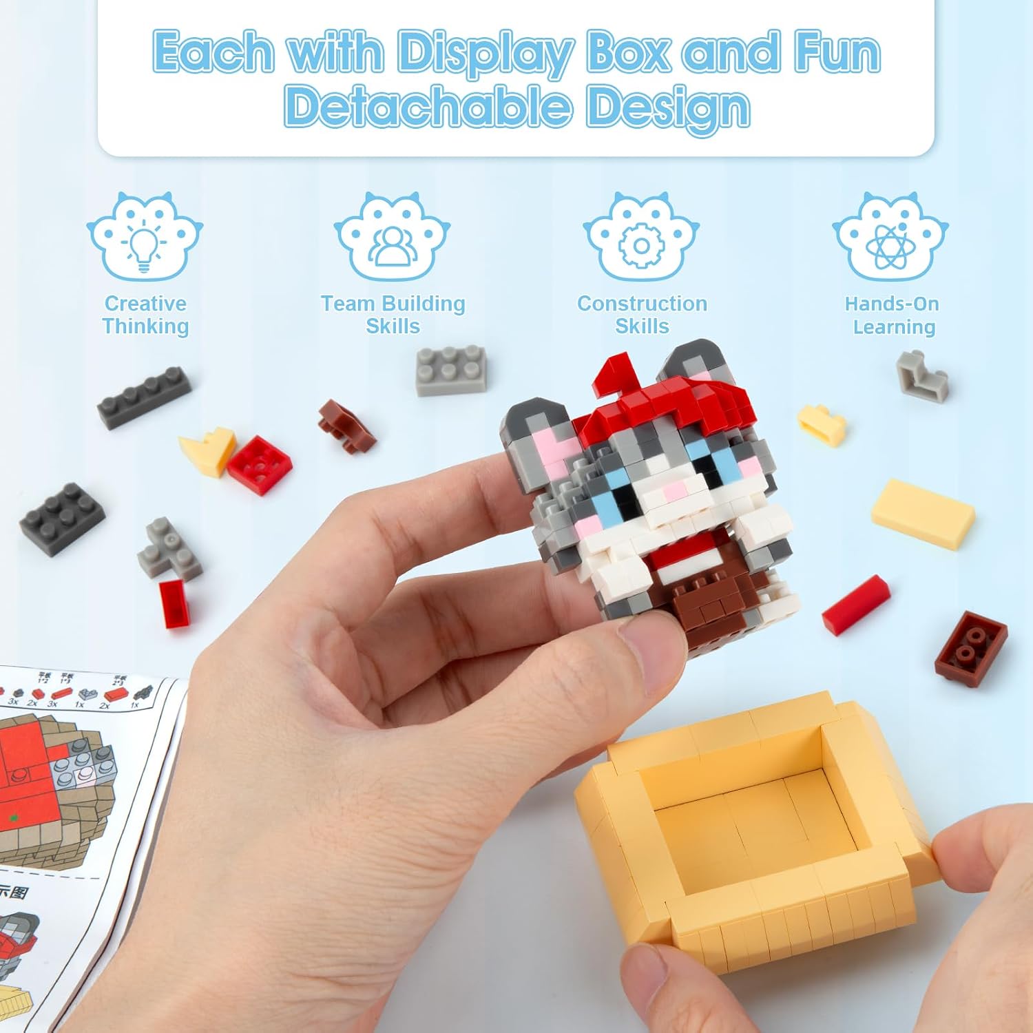 IBLOTIME Micro Cat Building Sets Pascua 6 Mini Gatos con Cajas de E...