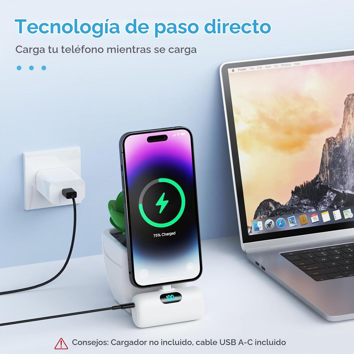 HETP Mini cargador portátil USB C, batería de carga rápida PD de 55...