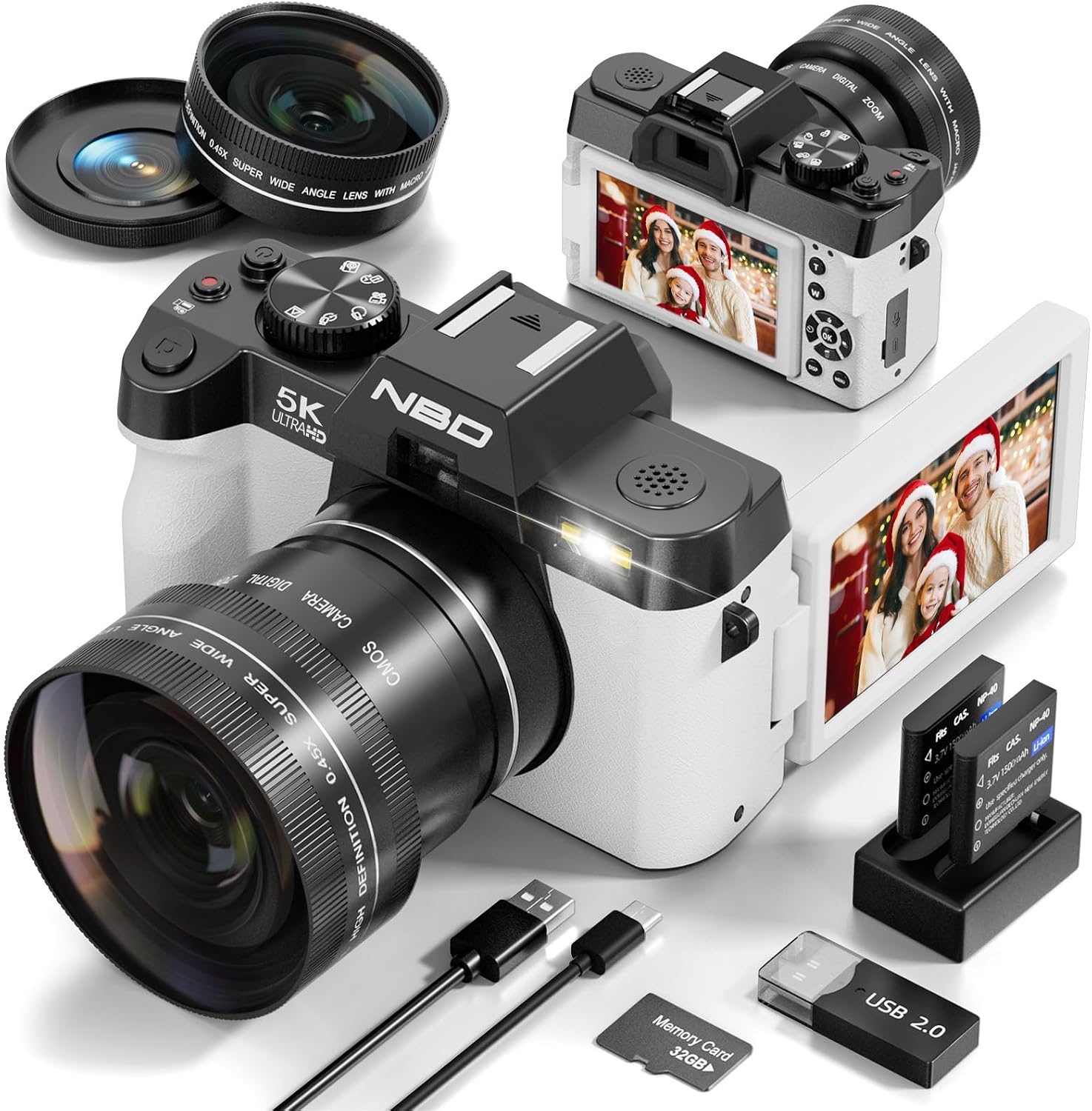 Cámaras digitales True 5K para fotografía de 48 MP - Lente gran ang...