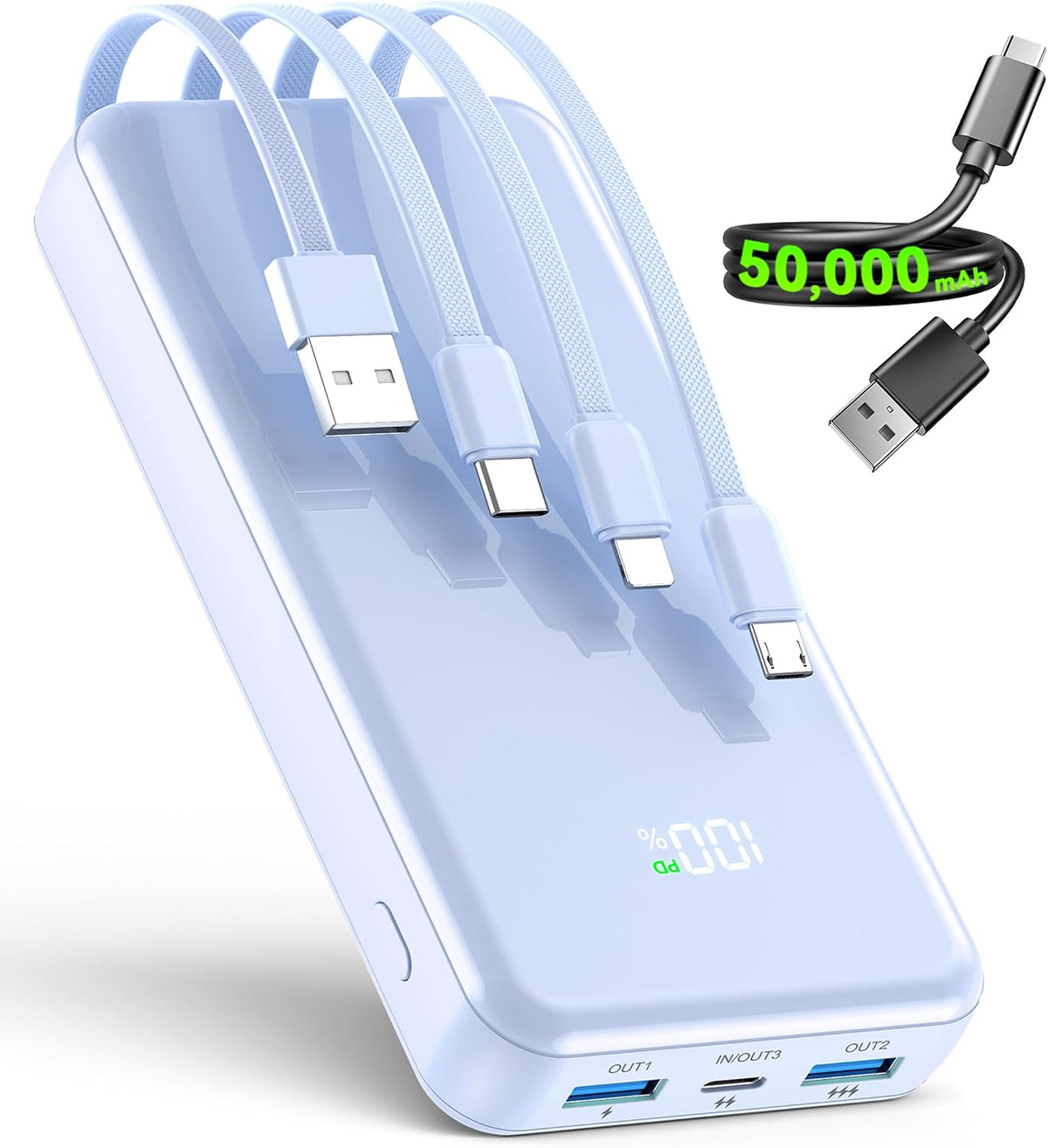 YILANS Cargador portátil 50000mAh, banco de energía de 22.5W con 4...