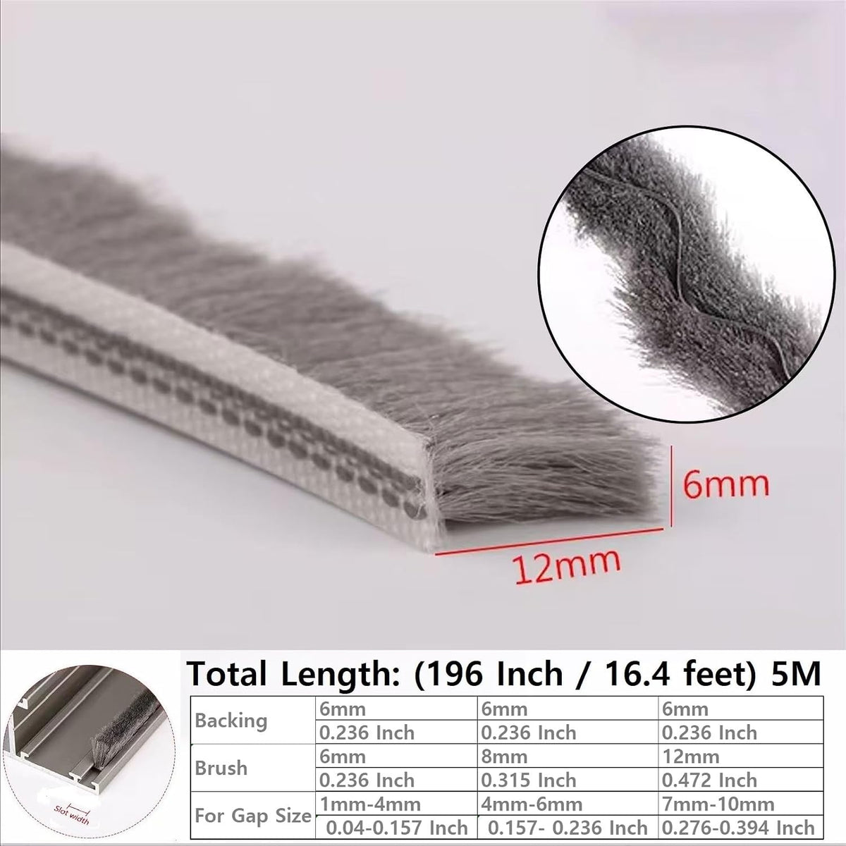 Zjclx 5m (16 pies) Cepillo para polvo de rayas de clima Tira de sel...