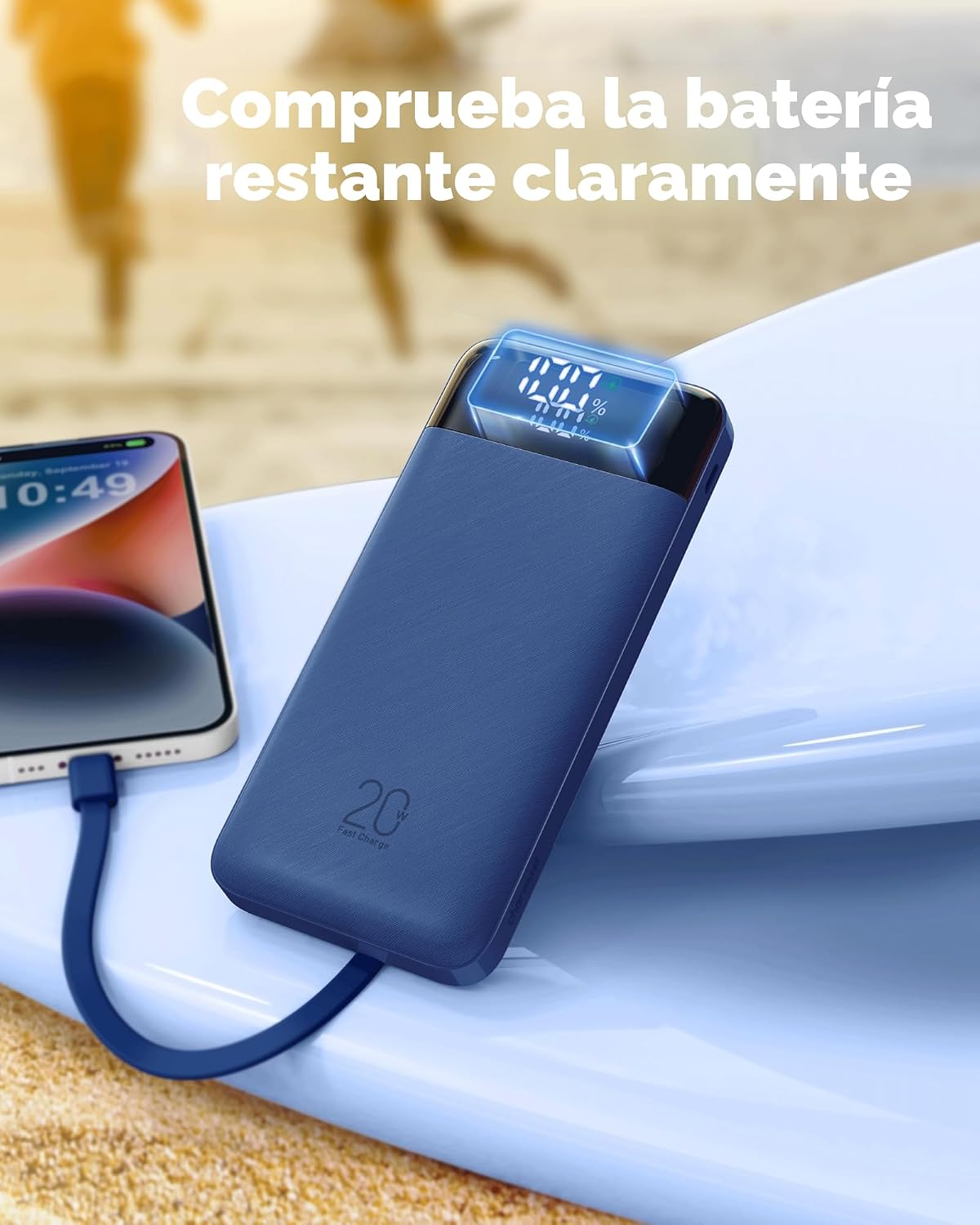 Cables incorporados del cargador portátil charmast, banco del poder...