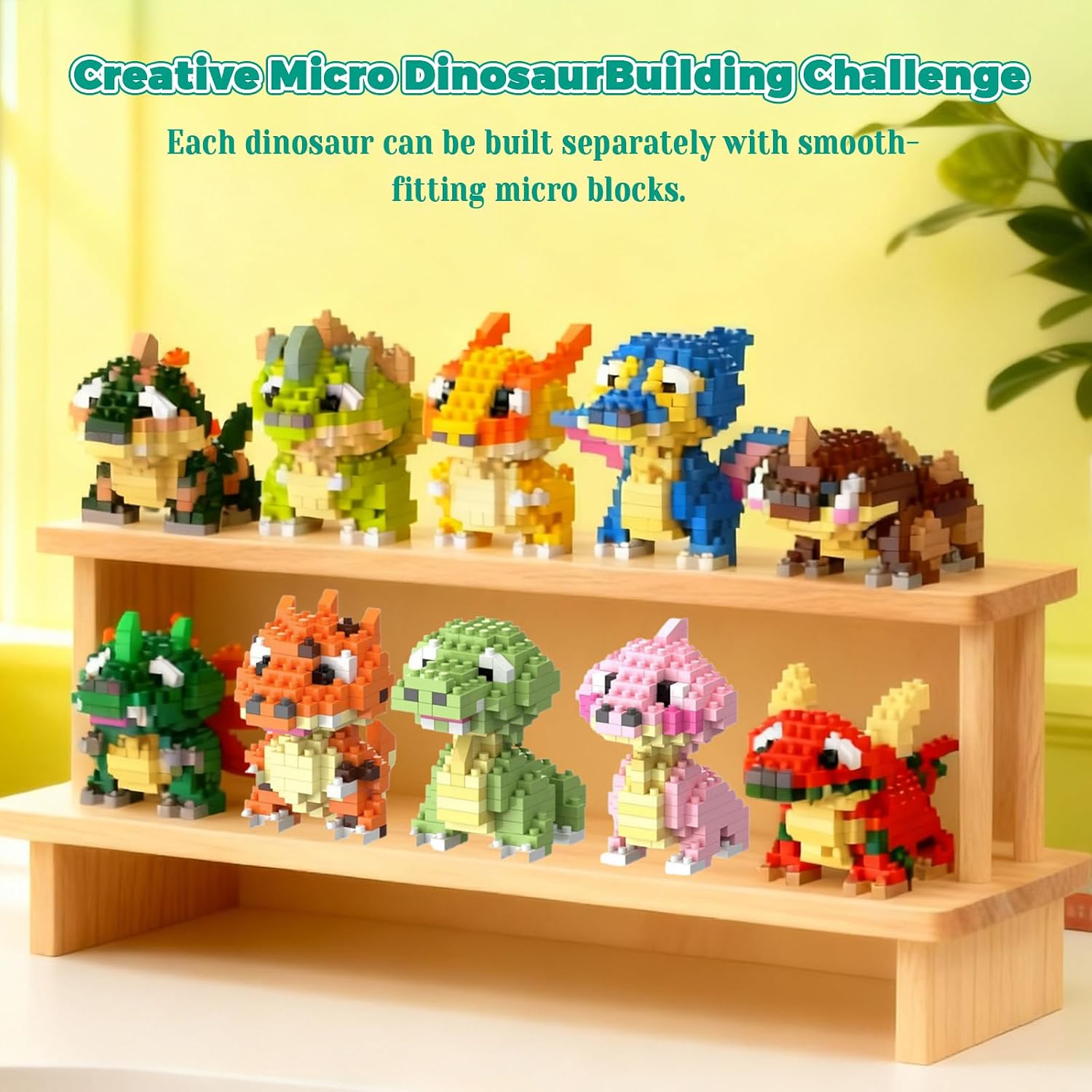 IBLOTIME Juego de 10 mini bloques de construcción de dinosaurios, 1...