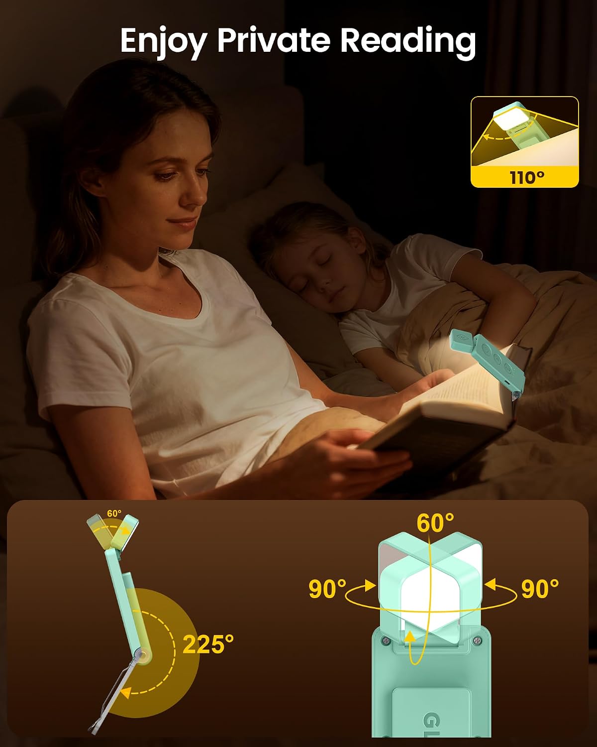 Glocusent Paquete de luz para el cuello con luz de libro A102