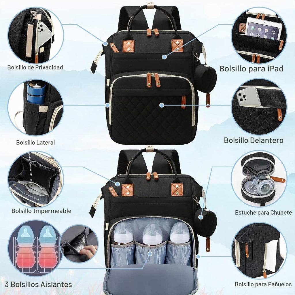 SHITIESHOU Bolsa de pañales mochila para bebé, bolsa de pañales par...