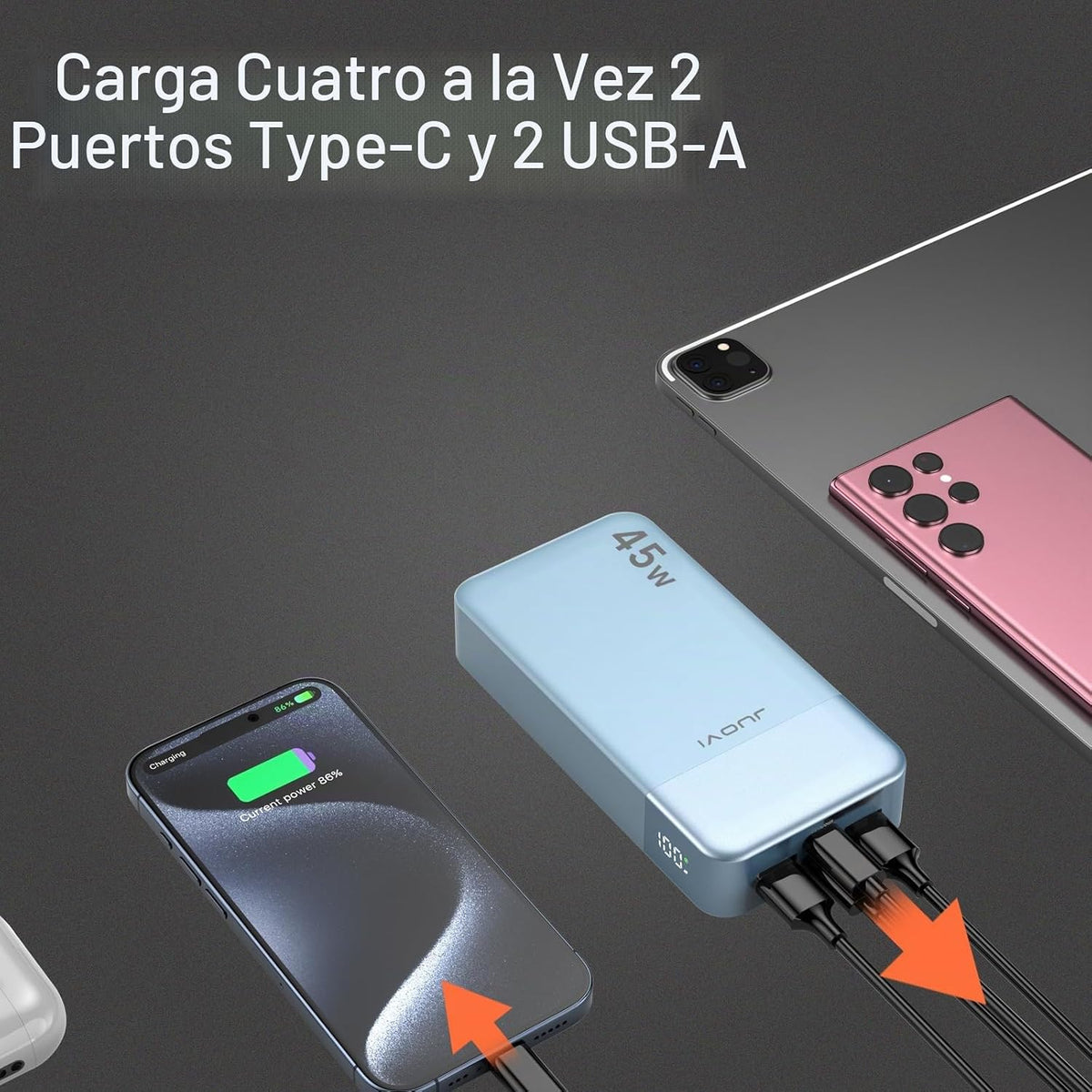 Cargador portátil JUOVI 45W 20000mAh banco de energía de carga en a...