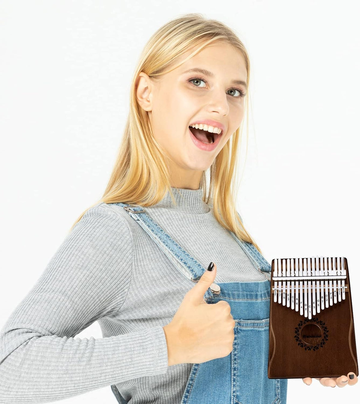 RANMING Piano de pulgar Kalimba de 17 teclas, piano de dedo de caob...