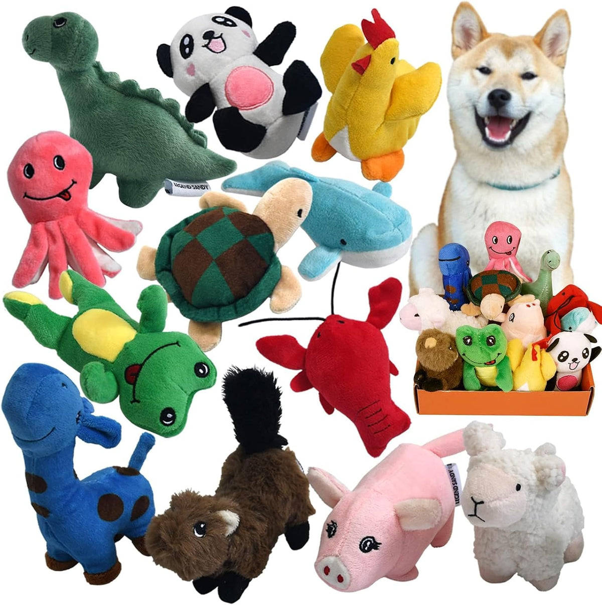LEGEND SANDY Paquete de juguetes de peluche chirriantes para cachor...