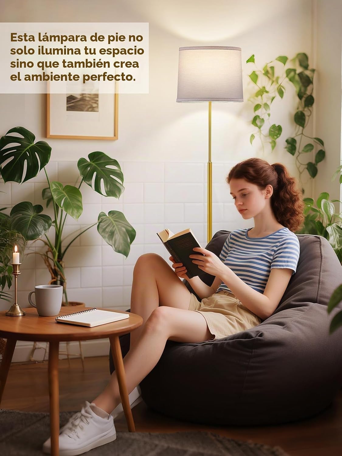 Hikczc Lámpara de pie moderna de 60 pulgadas para sala de estar, do...