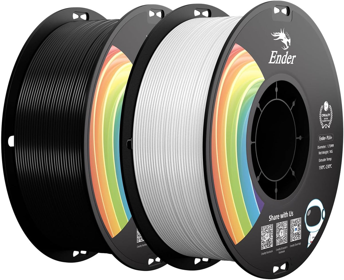 Creality Filamento de impresora 3D PLA+, blanco y negro, paquete de...