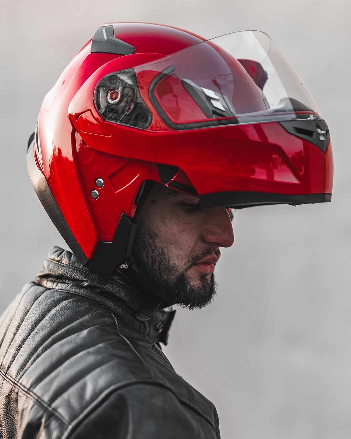 ILM - Casco de motocicleta modular con visera solar abatible, Bluet...