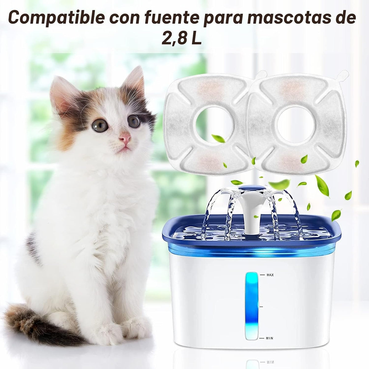 24 Piezas Filtros de Repuesto para Fuente de Gatos, 12 Paquetes de...
