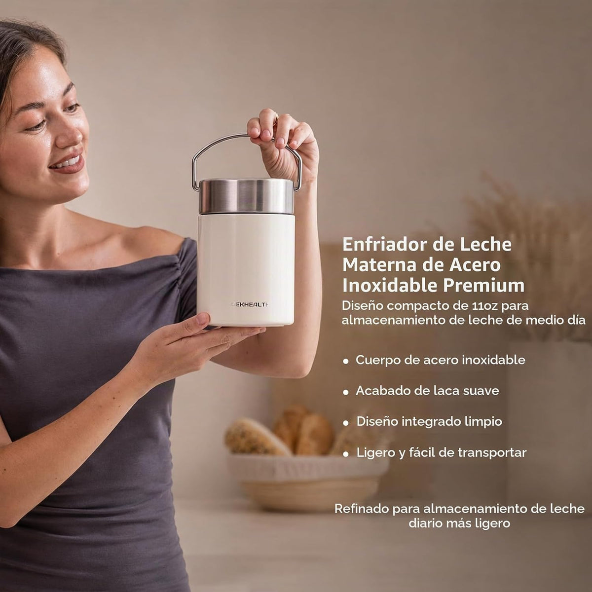 KEKHEALTH Enfriador de leche materna de acero inoxidable de 11 onza...