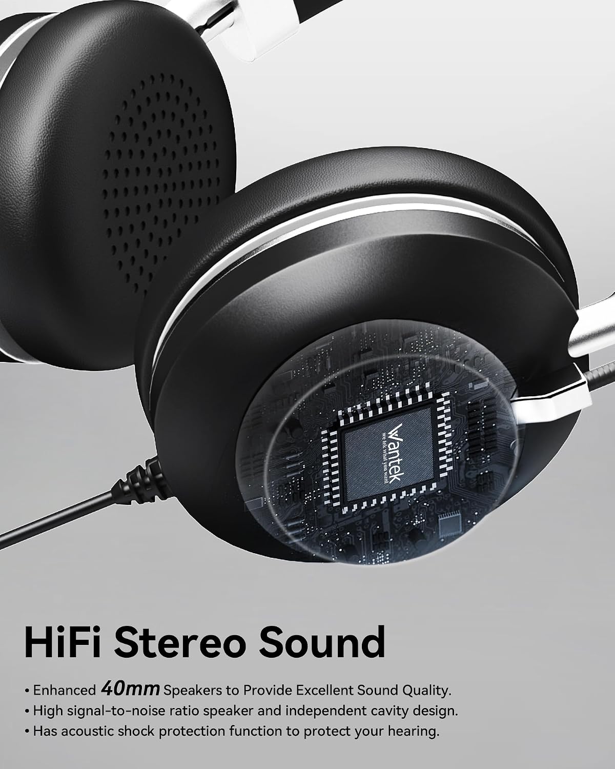 Wantek - Auriculares USB con micrófono para PC, auriculares para co...