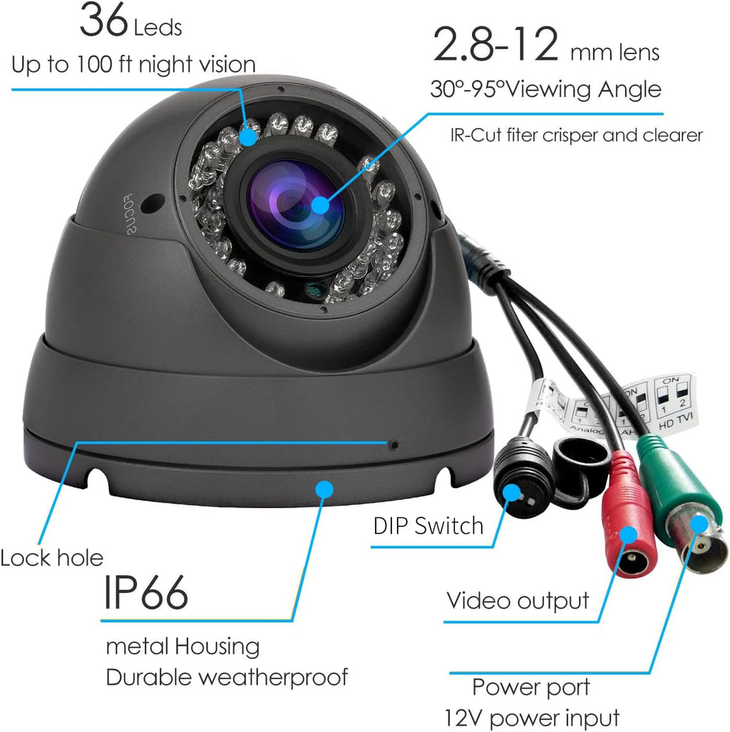 Cámara CCTV HD 1080P 4 en 1 (TVI\/AHD\/CVI\/960H\/CVBS) Cámara domo...