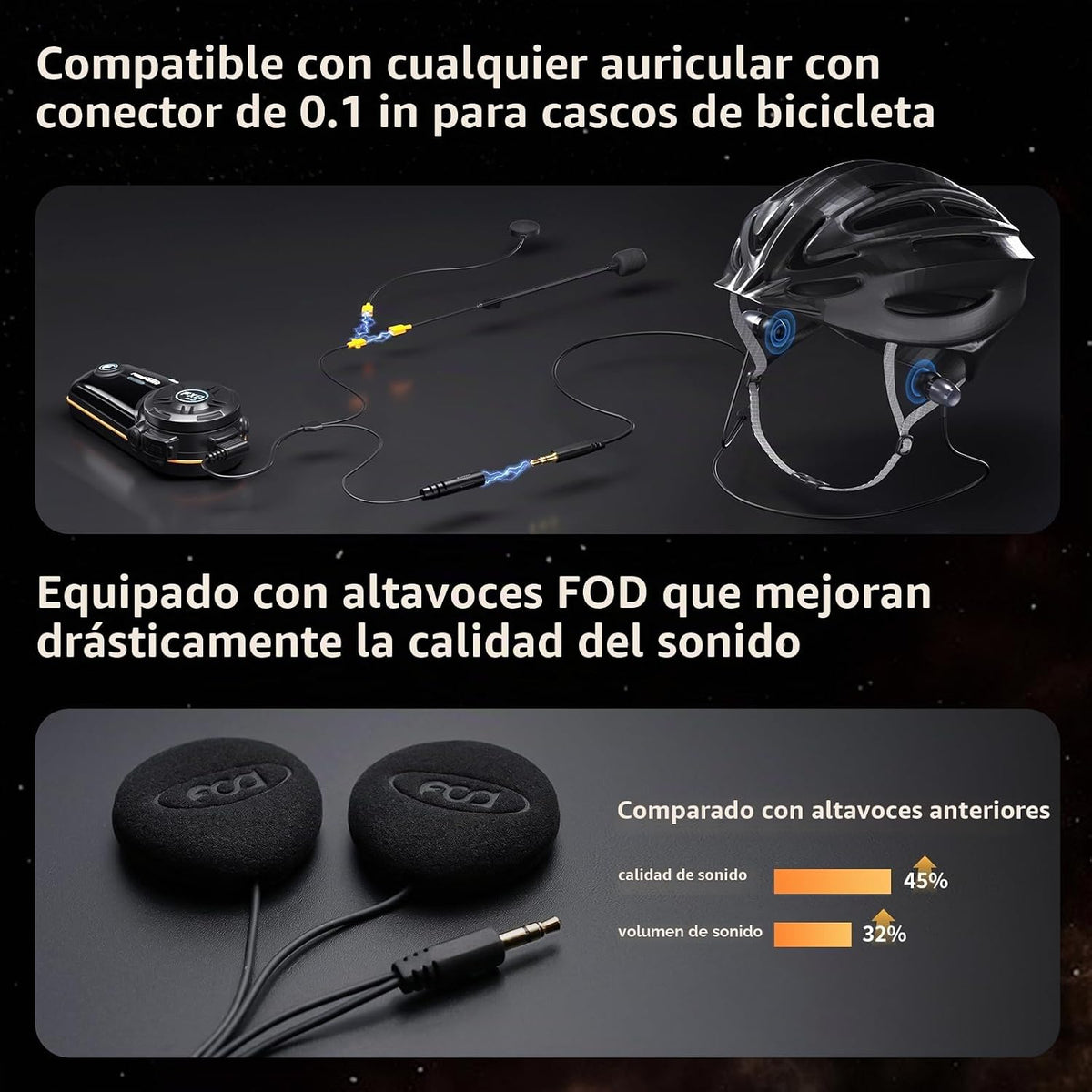 Fodsports FX8 PRO - Intercomunicador Bluetooth para motocicleta, si...