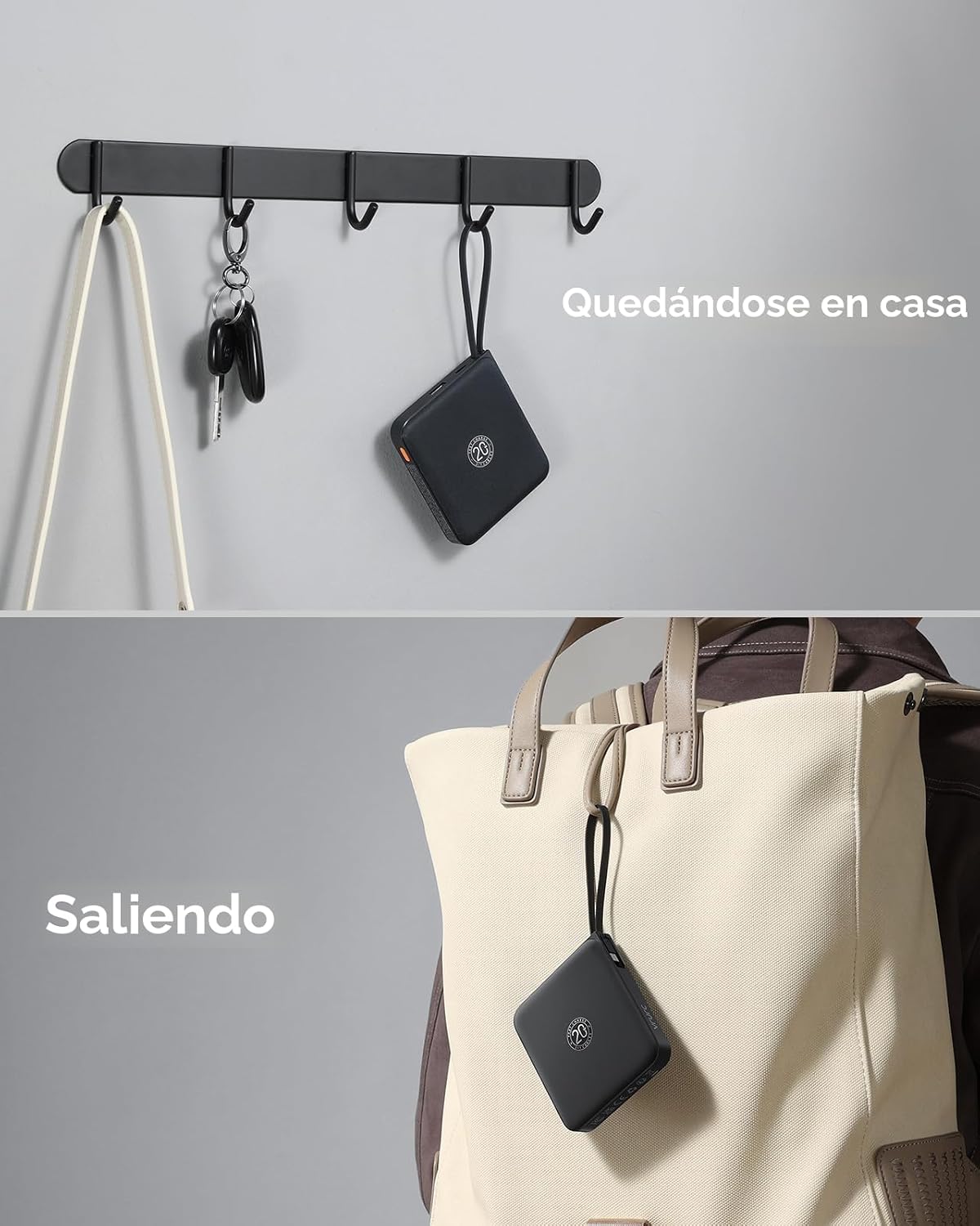 Cargador portátil VRURC con 4 cables incorporados, banco de energía...