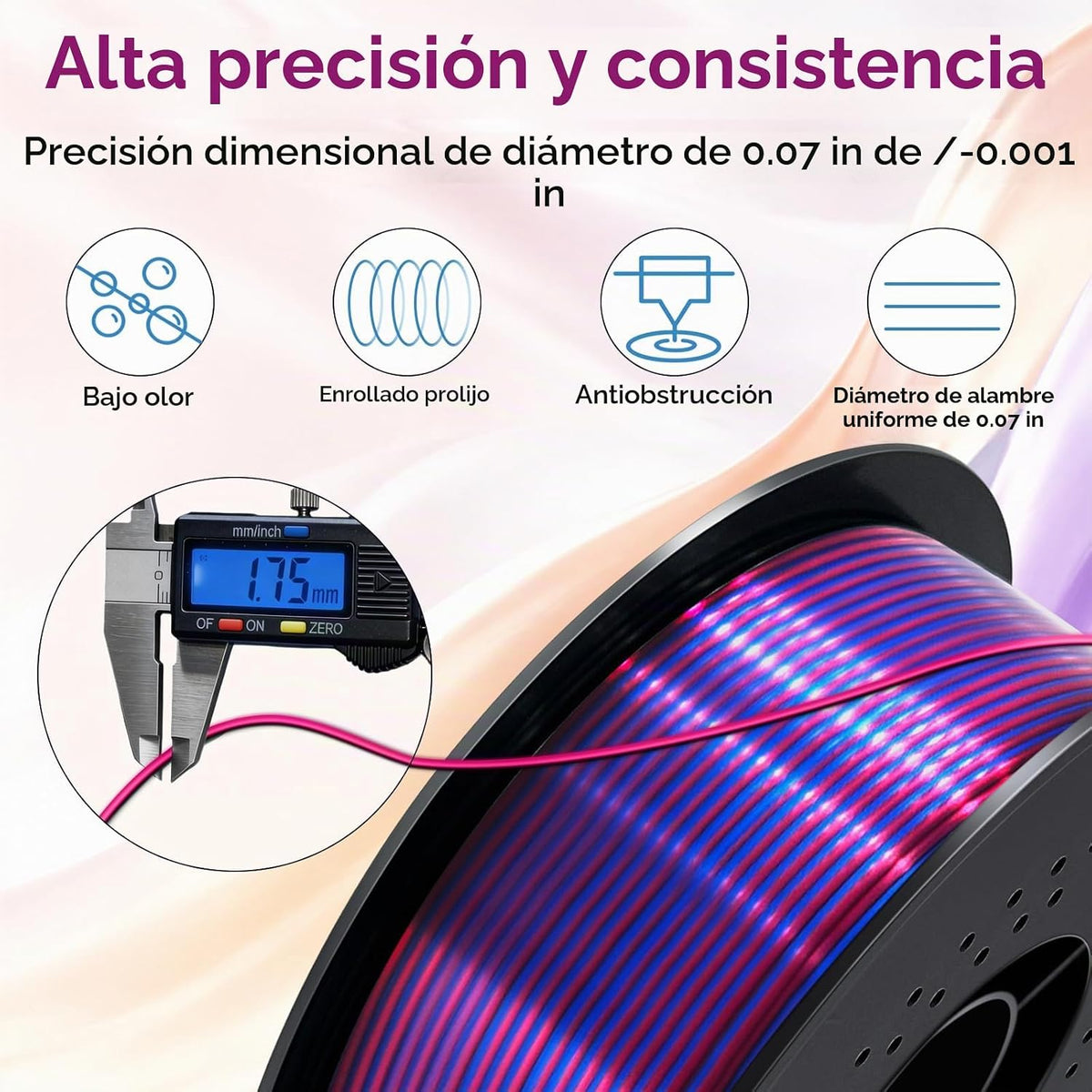 UGUESS Paquete de filamentos para impresora 3D de seda PLA+, 0.07 i...