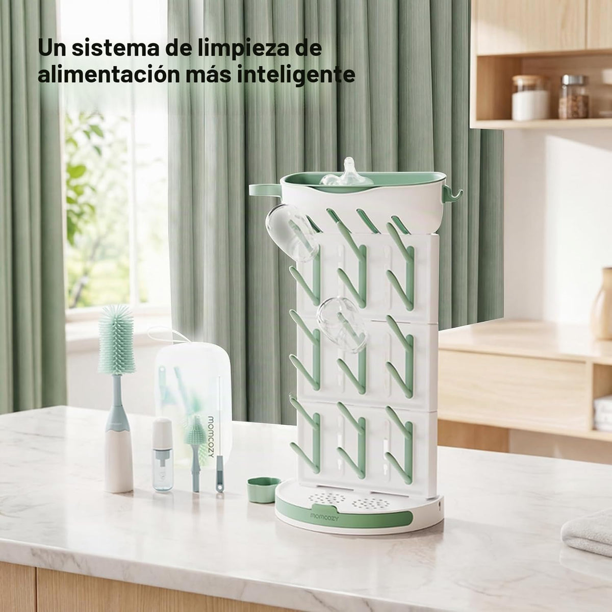 Momcozy Kit de cepillo para biberones, diseño de espuma a presión,...