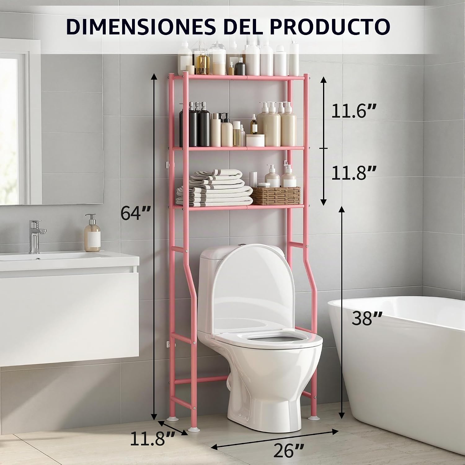 ASCENREST Estante de Almacenamiento de 3 Niveles sobre el Inodoro,...