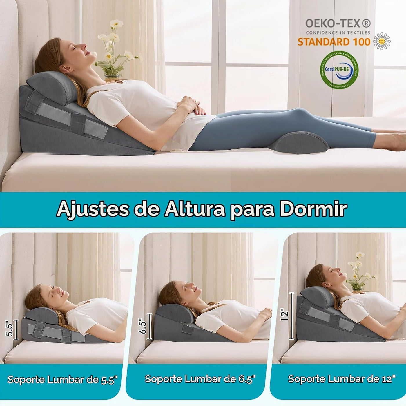 WGAKCED Juego de 4 almohadas de cuña para después de la cirugía, al...