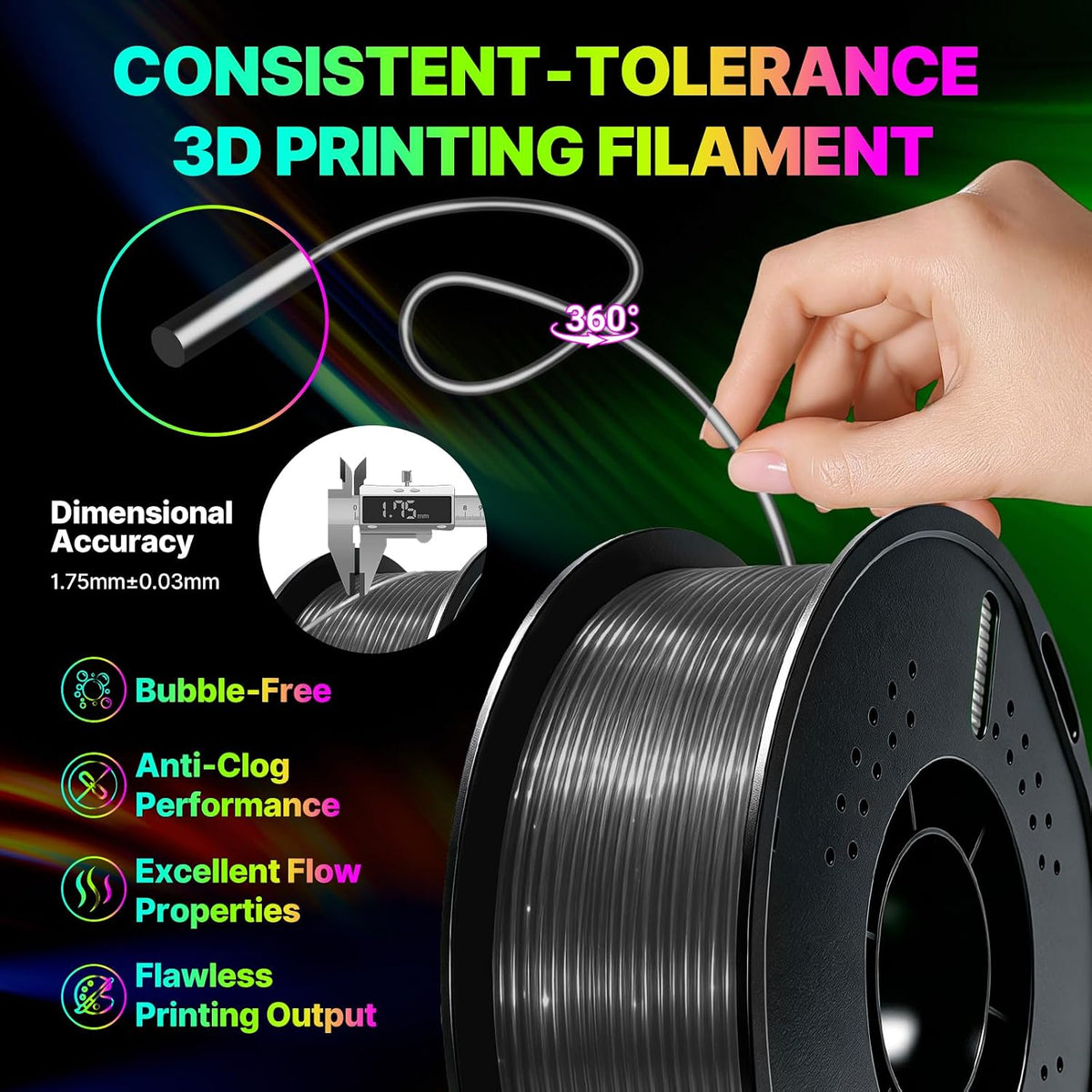 Colourbing Filamento flexible de TPU 95A para impresora 3D, filamen...