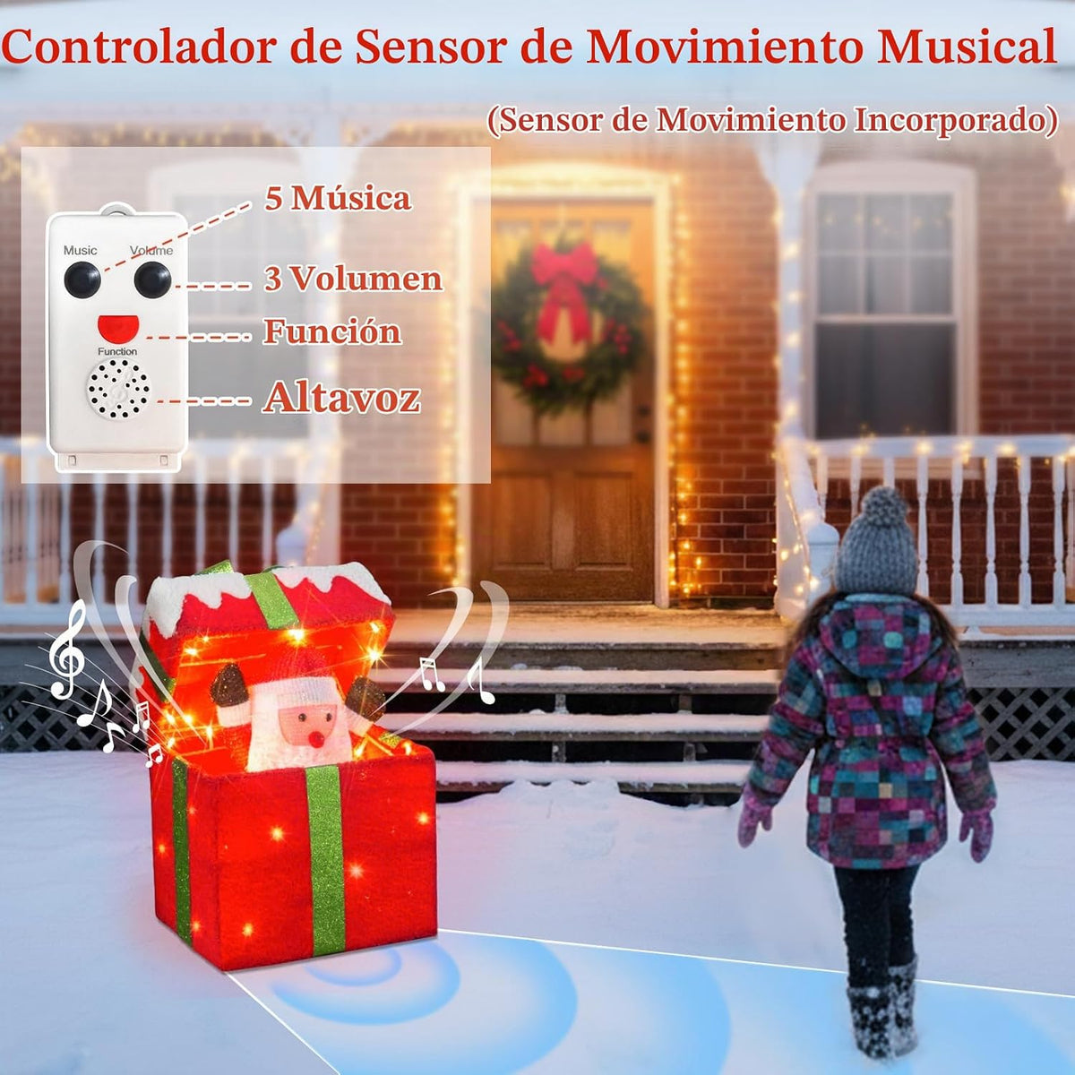 Decoraciones de Navidad para interiores Caja de regalo iluminada co...
