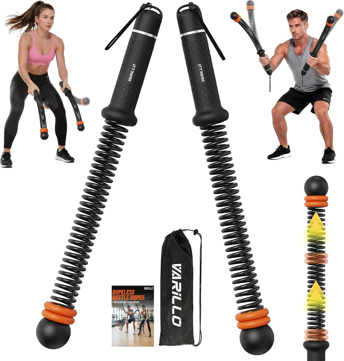Cuerdas de batalla sin cuerda para gimnasio en casa, cuerda de bata...