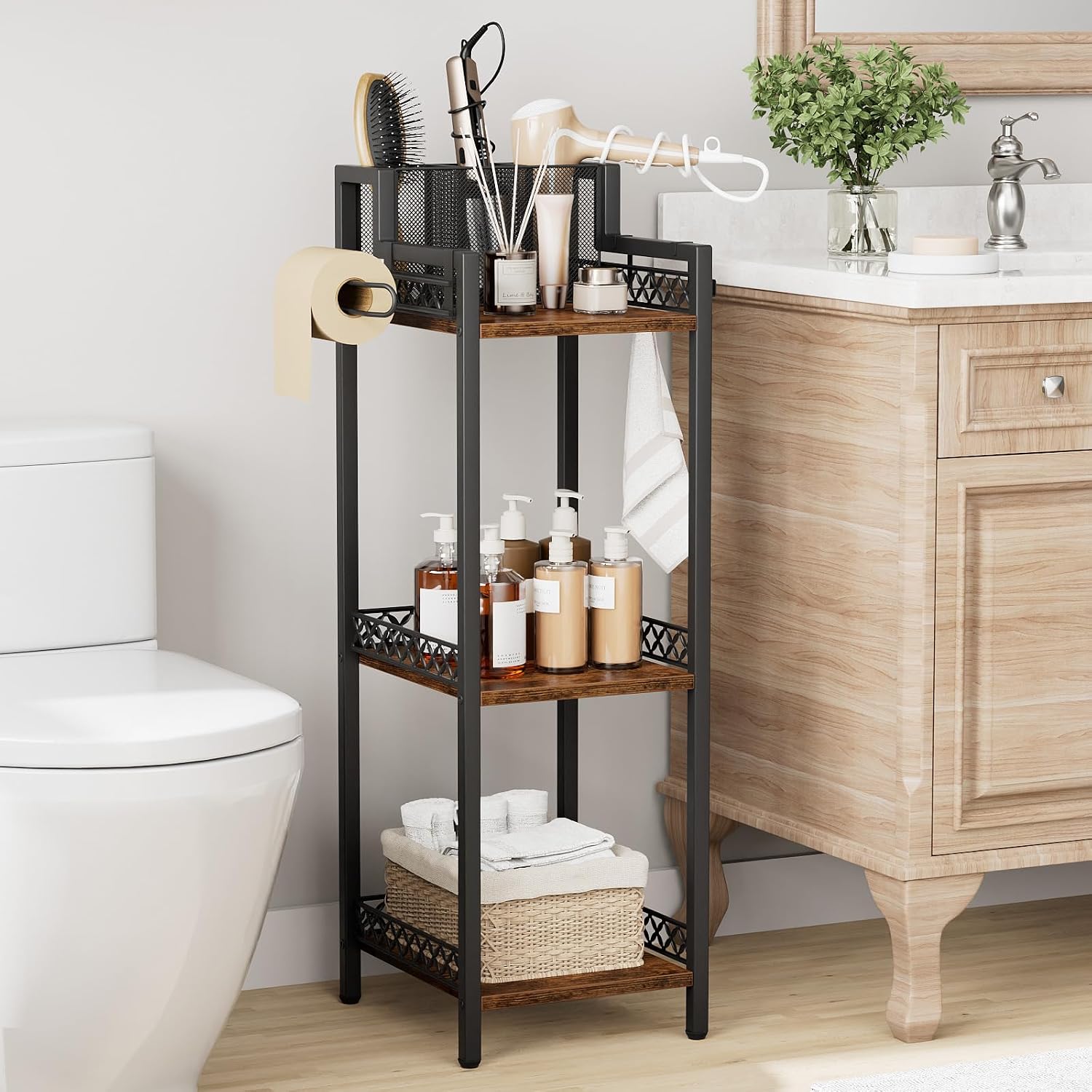 FURFUN Estante de almacenamiento y organizador de baño para secador...